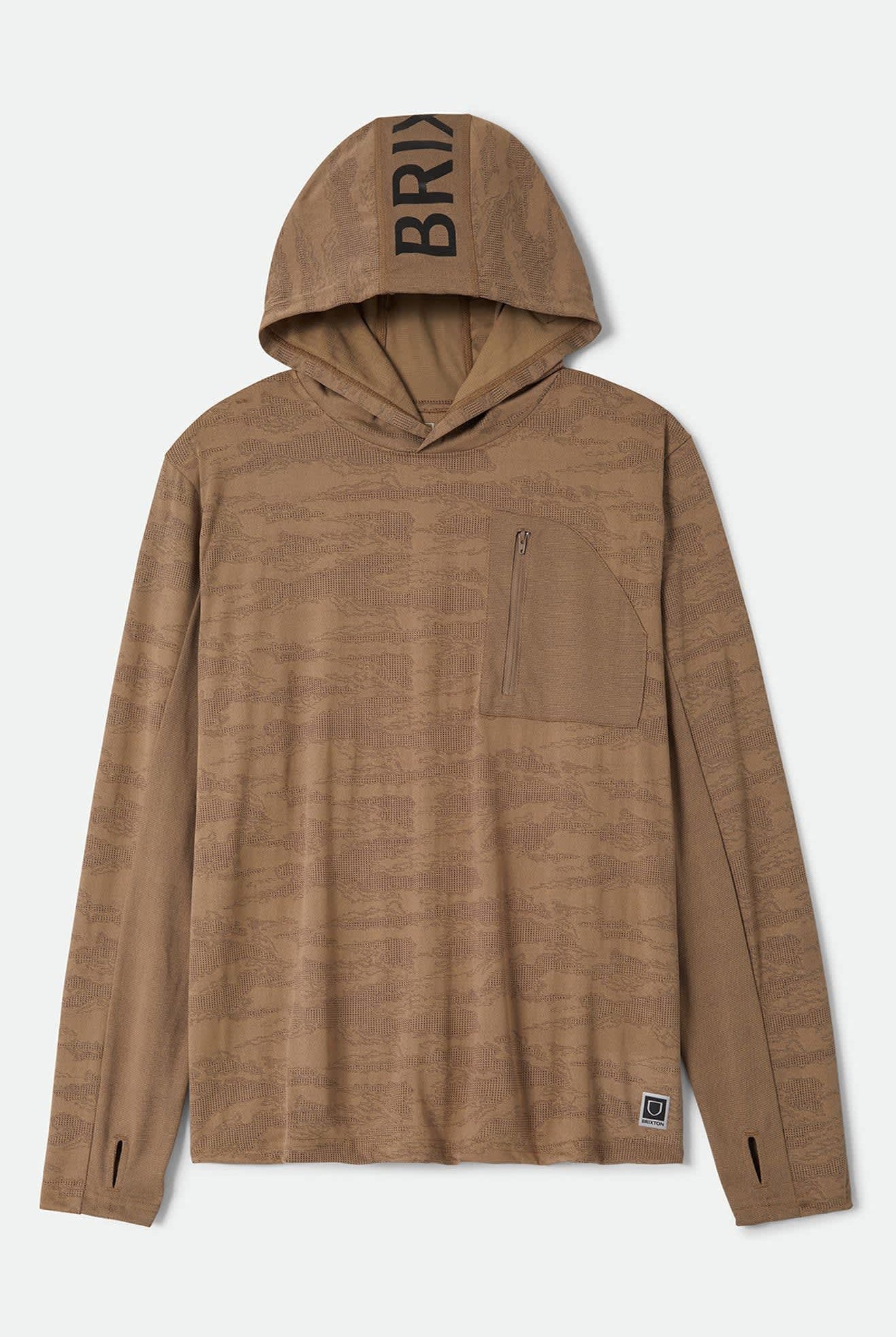 Men's Journey Long Sleeve Sun Hoodie in the color Desert Tiger Camo - Front Product Laydown Image