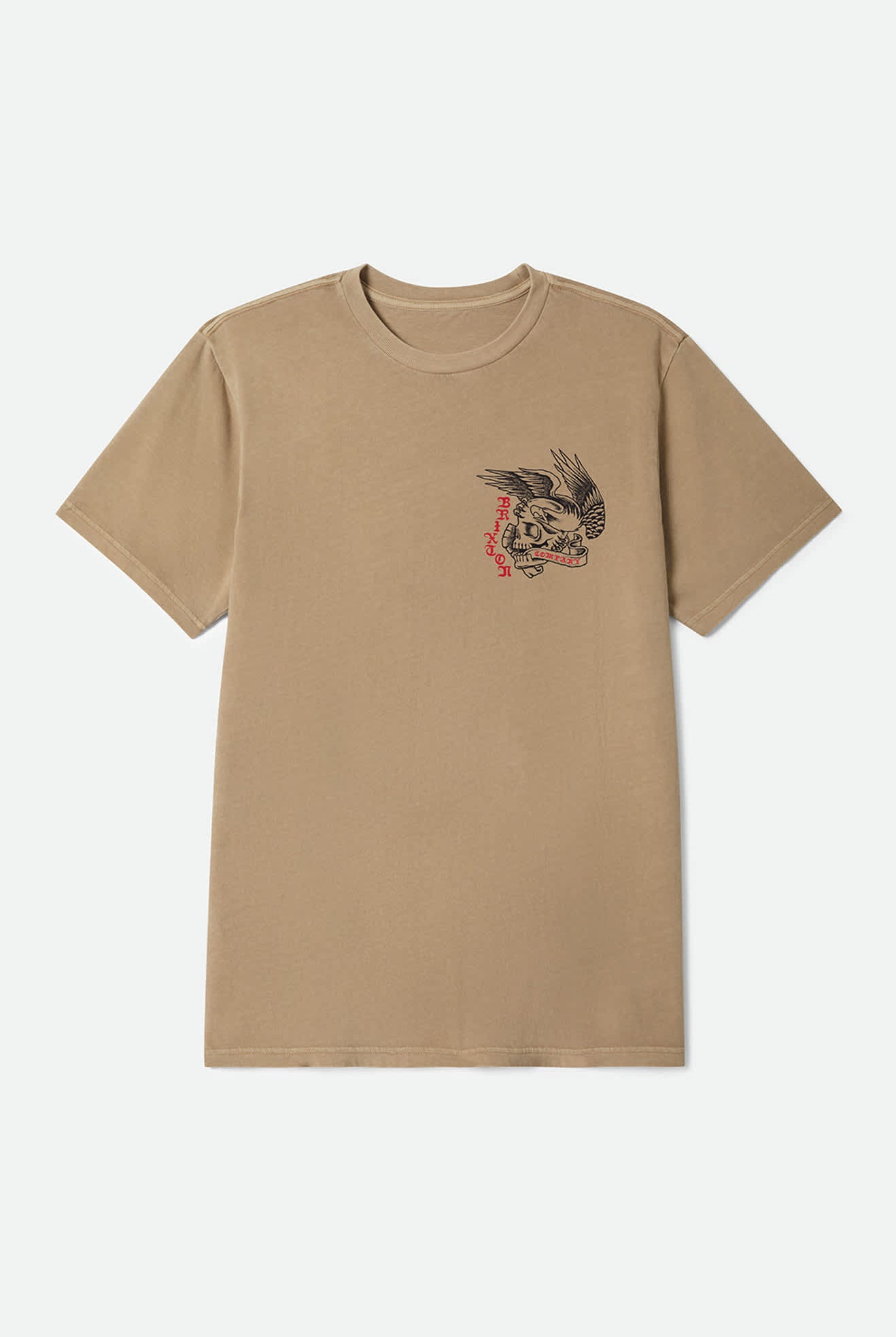 Men's Wolcott Short Sleeve Standard T-Shirt in the color Timeless Taupe Worn Wash - Front Product Laydown Image