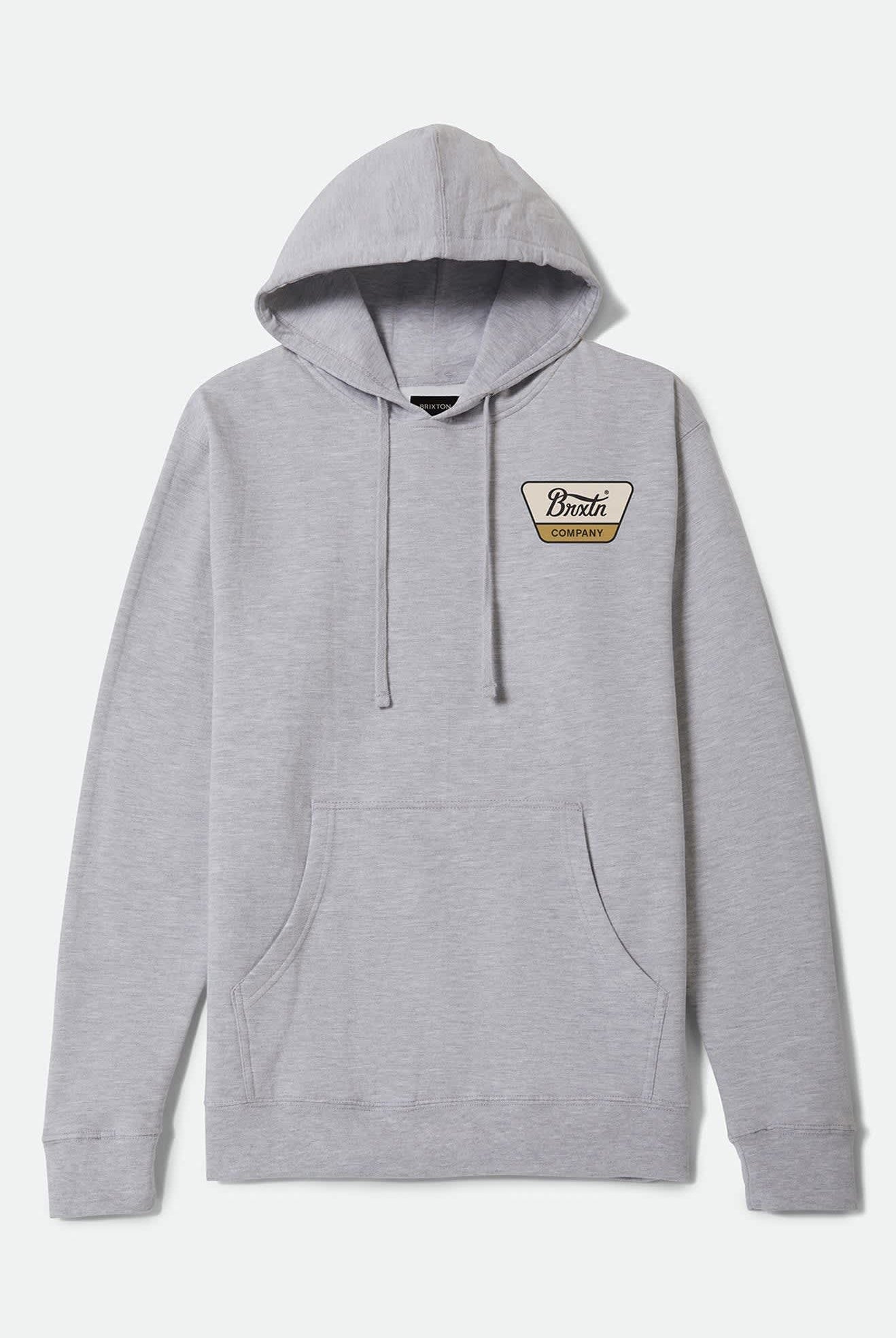 Men's Linwood Hood in the color Heather Grey/Whitecap/Dusted Ochre - Front Product Laydown Image