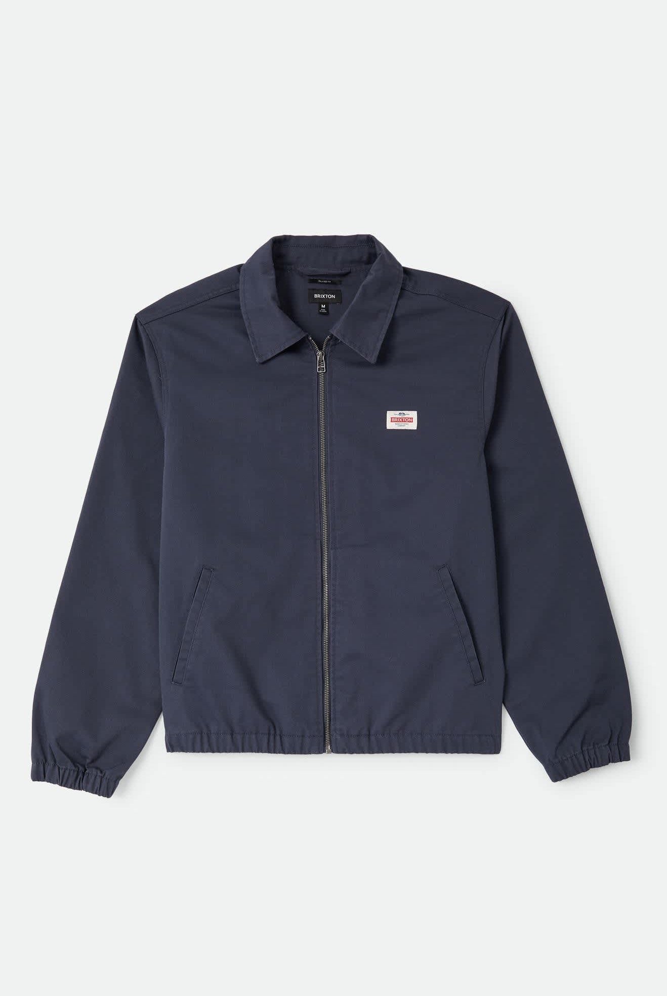 Men's Trademark Lightweight Garage Zip Jacket in the color Washed Navy - Front Product Laydown Image