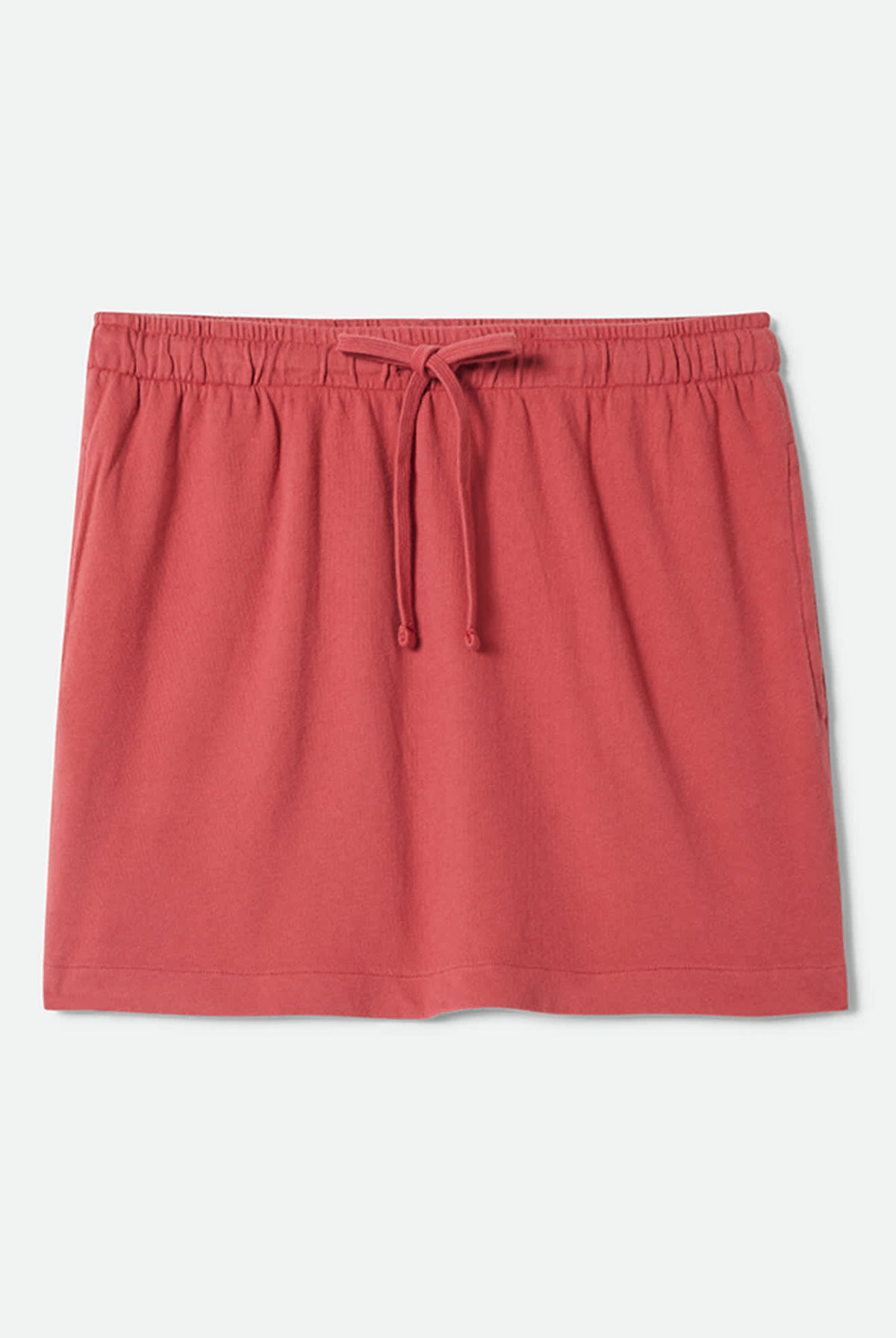 Women's Carefree Organic Garment Dye Lounge Skirt in the color Robust Red - Front Product Laydown Image