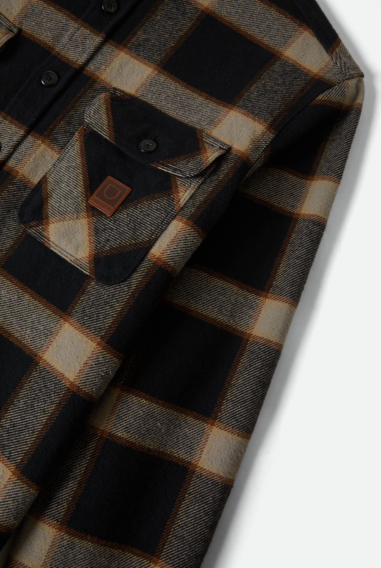 Men's Bowery Heavyweight Flannel in the color Black/Cream - Additional Laydown image