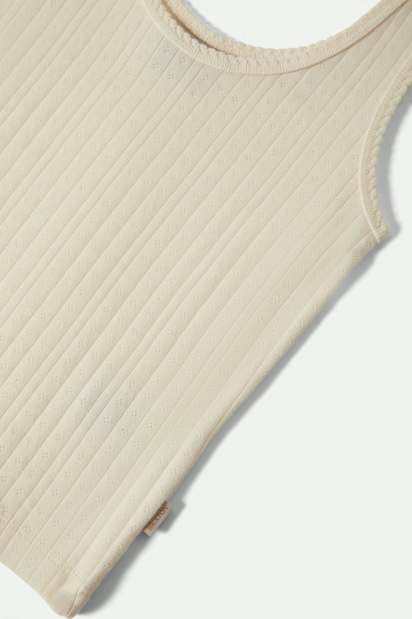 Women's Pointelle Slim Fit Tank in the color Off White - Additional Laydown image