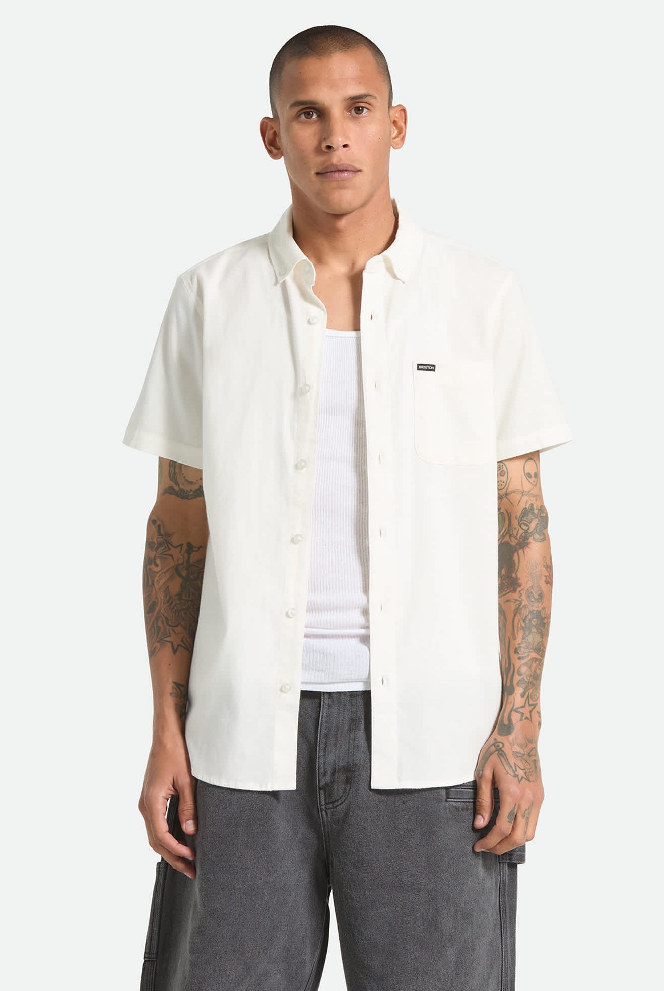 Men's Sanford Oxford Woven in the color Off White - Men's Front View