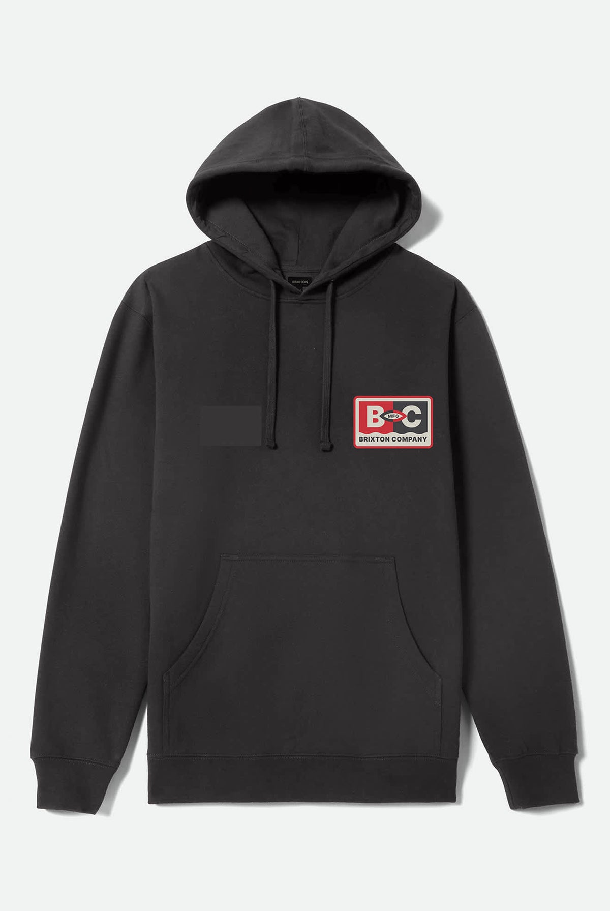 Men's BC Mfg Patch Full Zip Hoodie in the color Black - Front Product Laydown Image