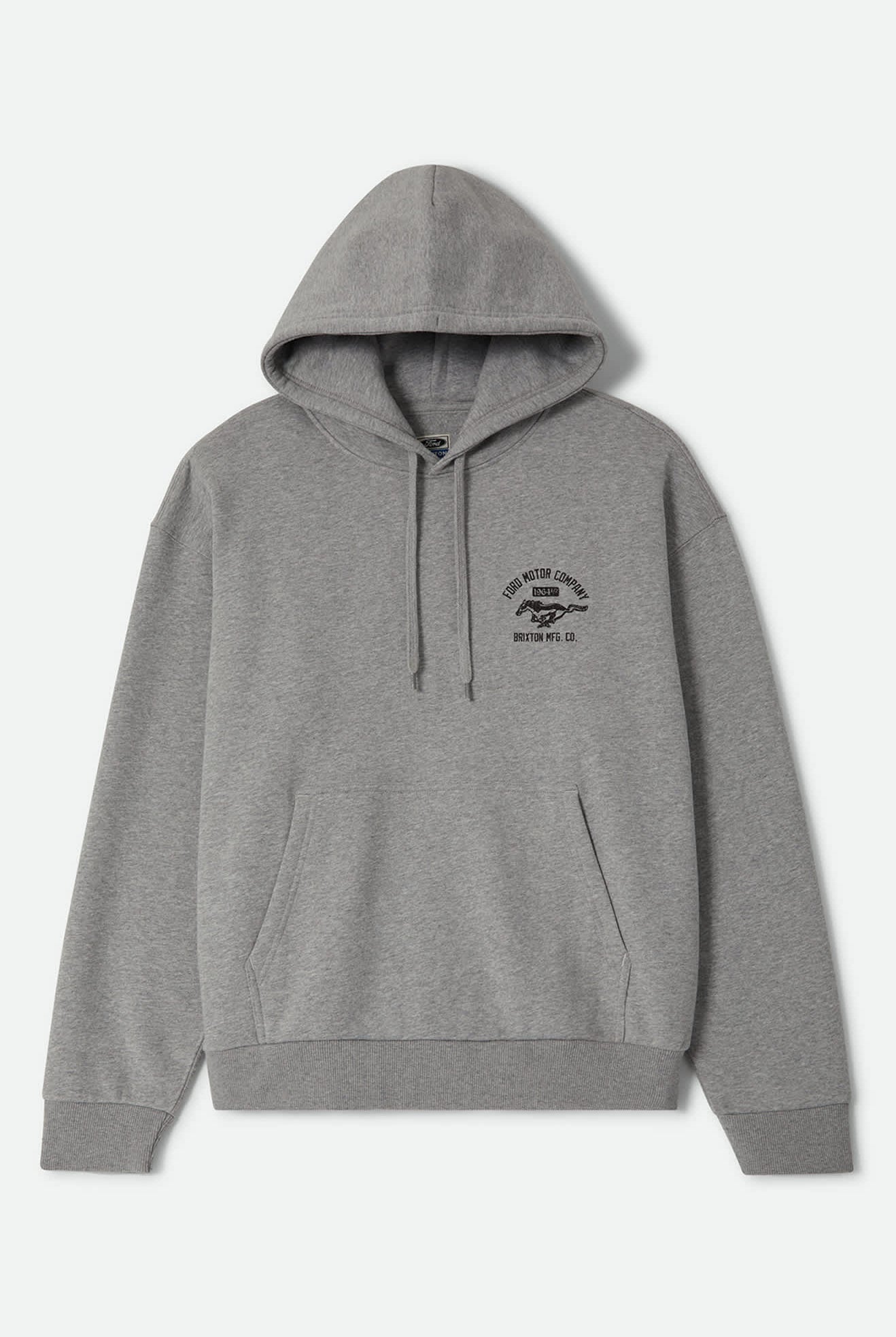 Men's Ford Mustang Hood in the color Heather Grey - Front Product Laydown Image