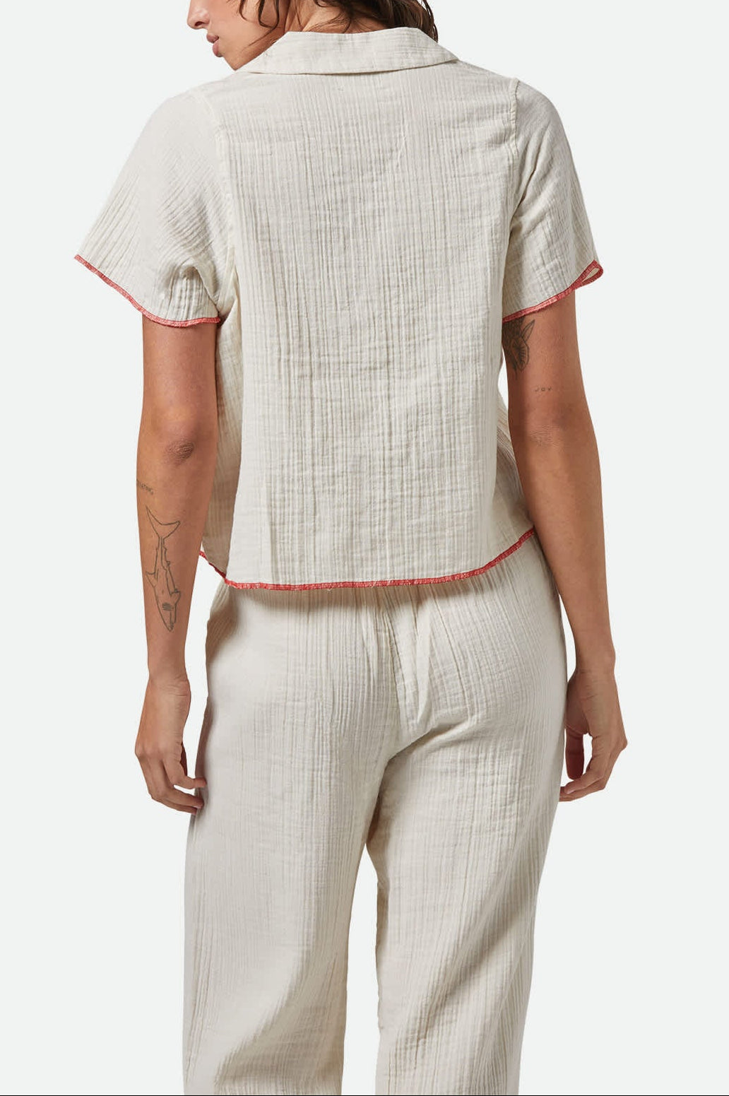 Women's Wandering Tie Top in the color Off White - Women's Back View