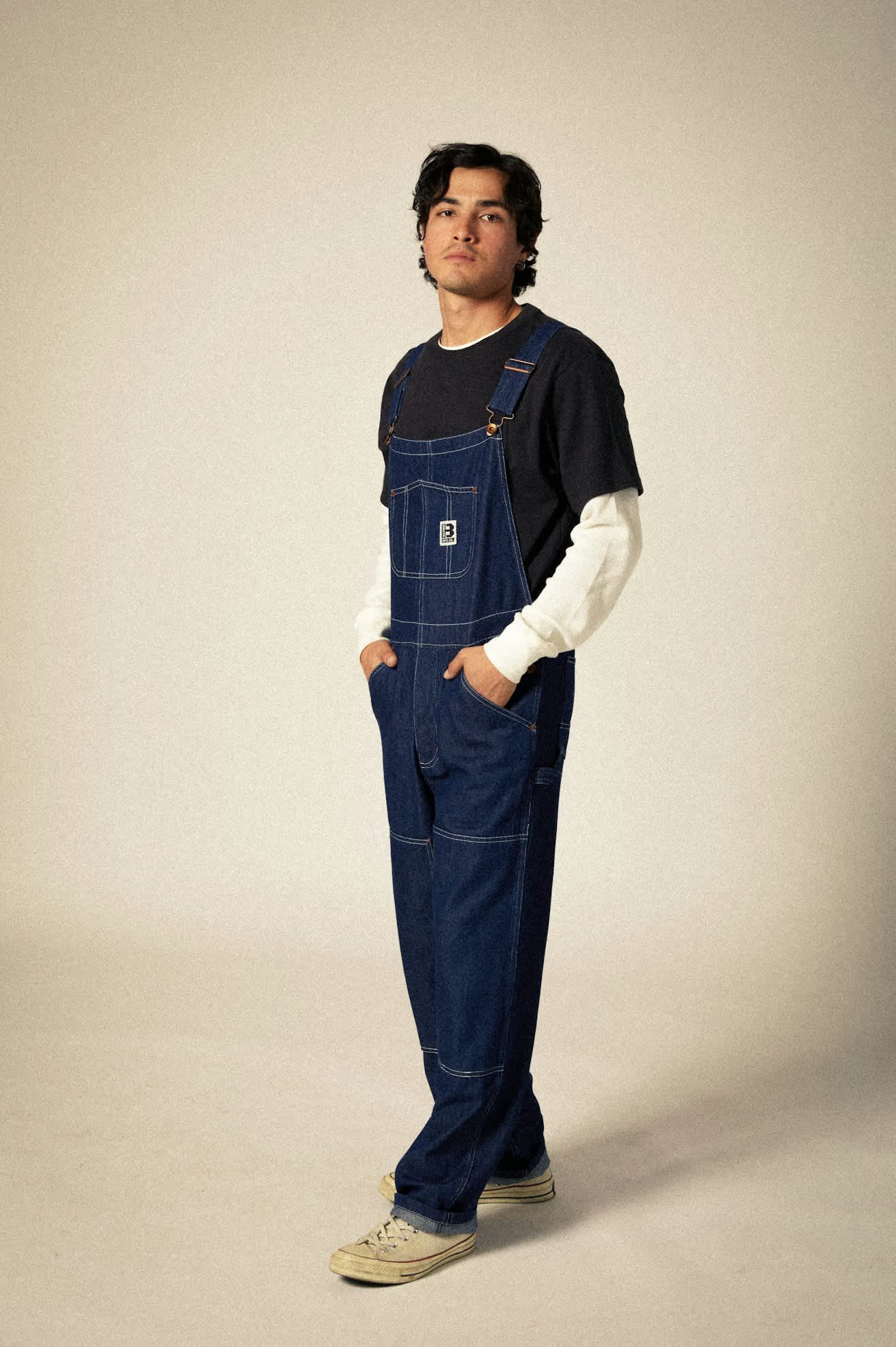 Men's Builders Overall in the color Rinse Denim - Men's Side View