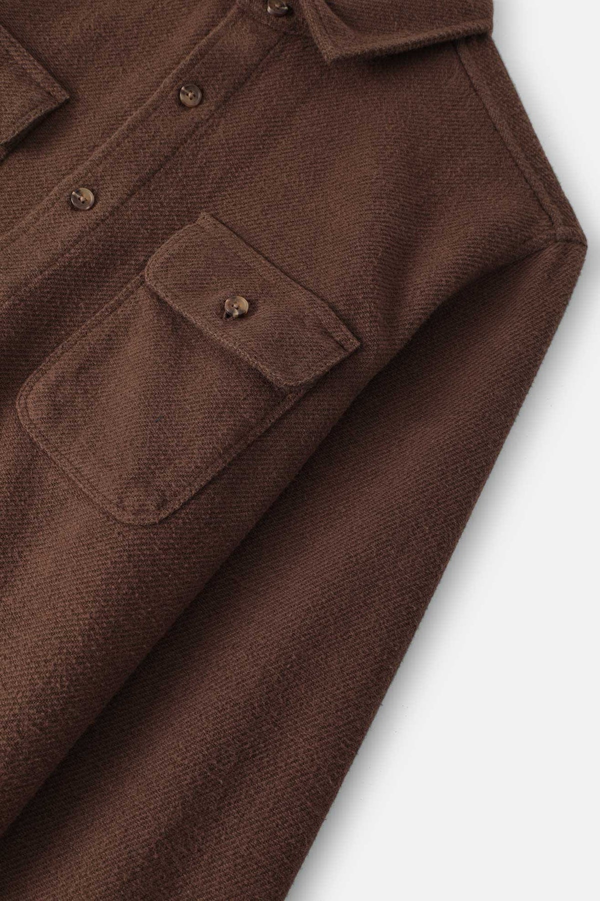 Men's Bowery Textured Twill Overshirt in the color Walnut Brown - Additional Laydown image