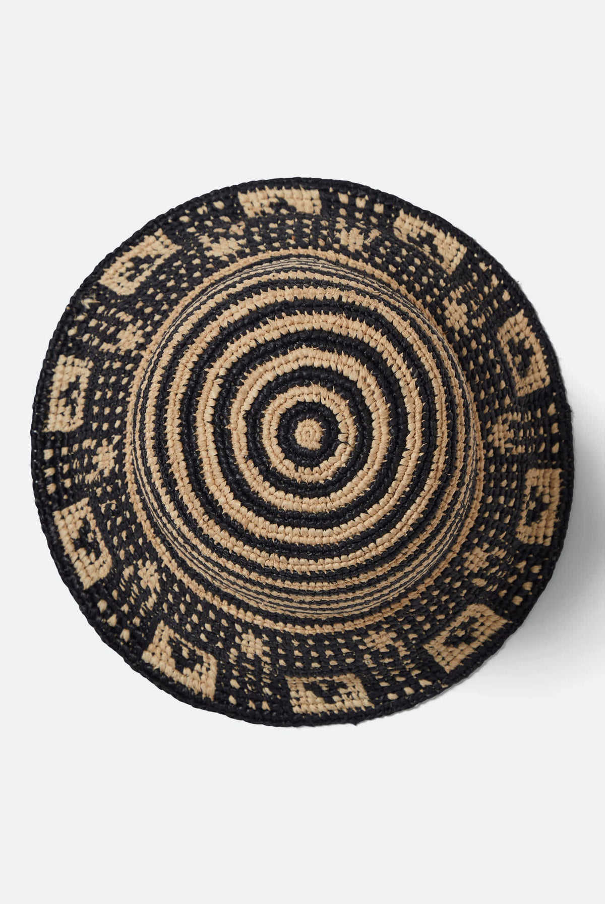 Women's Redding Packable Straw Bucket Hat in the color Black/Natural - Additional Laydown image