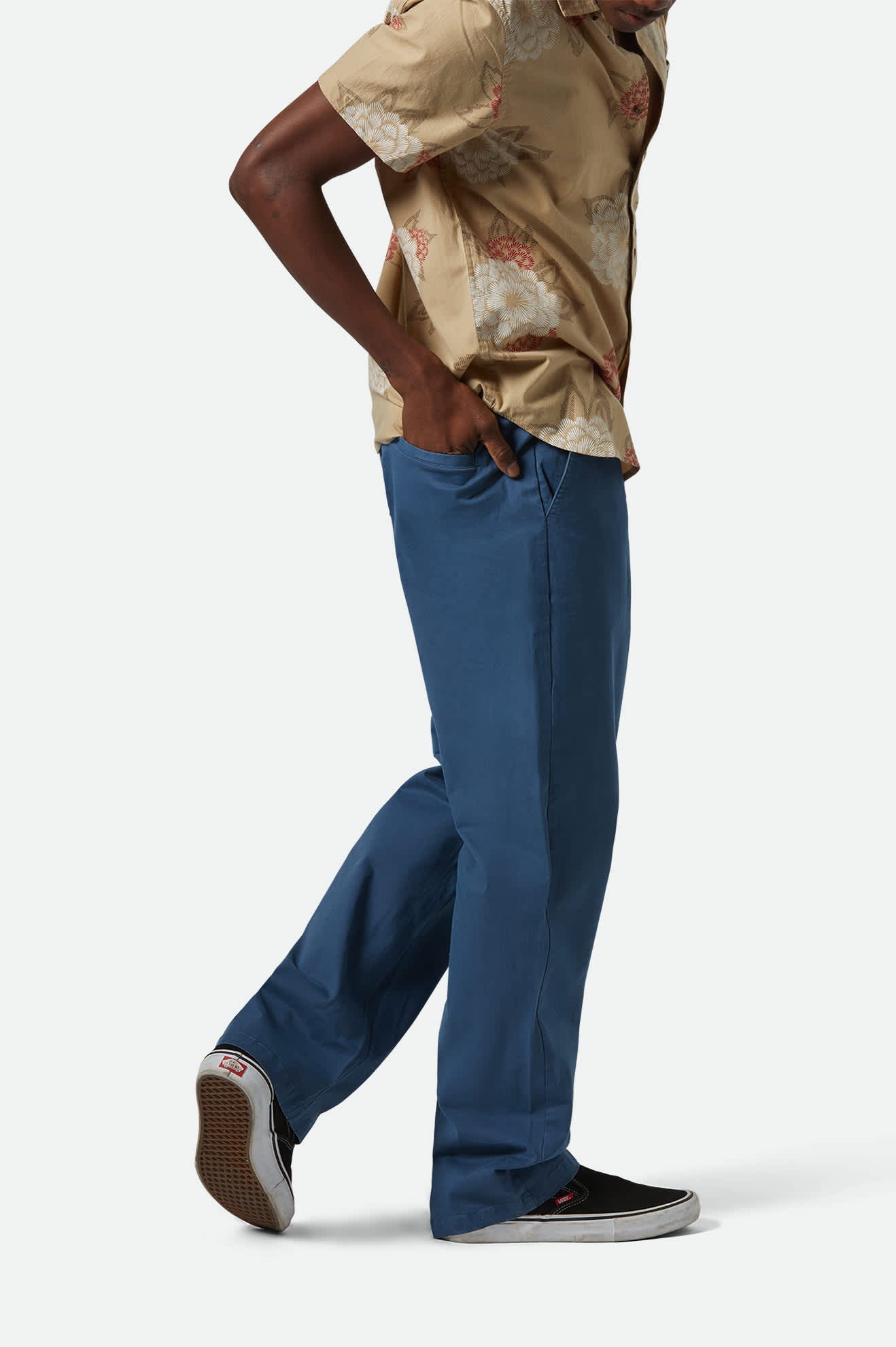 Men's Broadway E-waist Relaxed Pant in the color Washed Denim Blue - Men's Back View