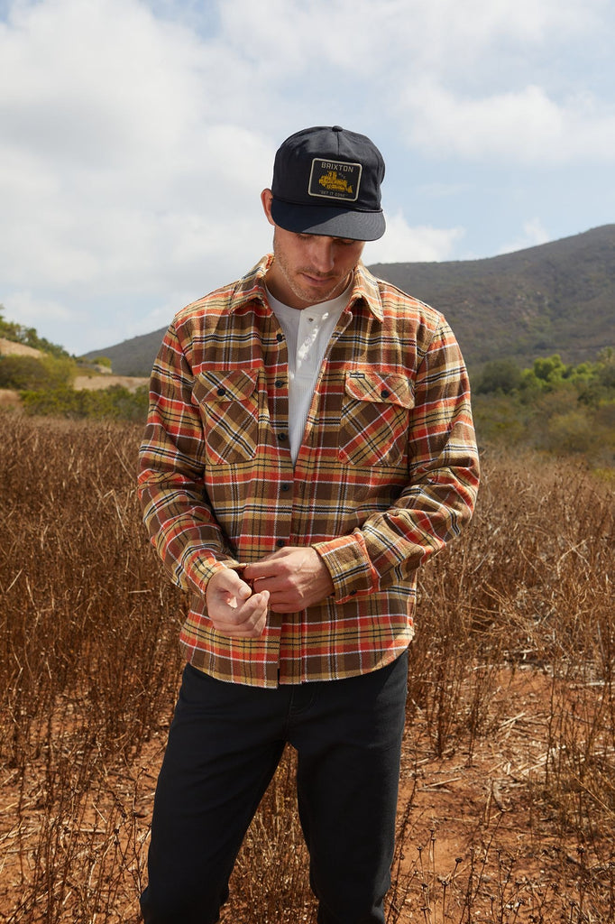 Men's Fit, Extra Shot | Bowery Heavyweight L/S Flannel - Desert Palm/Antelope/Burnt Red