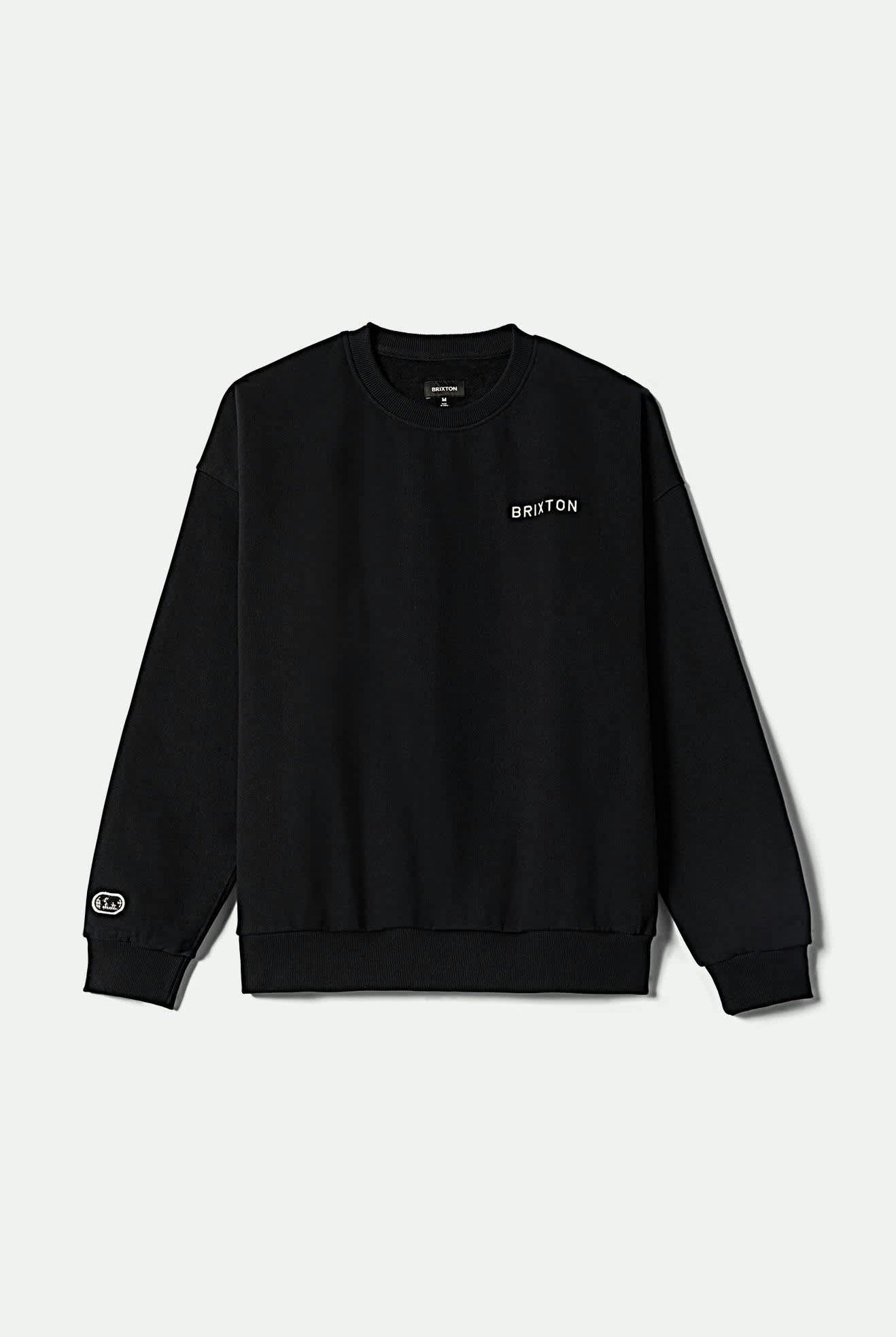 Men's Embroidered Heavyweight Oversized Crew in the color Black - Front Product View