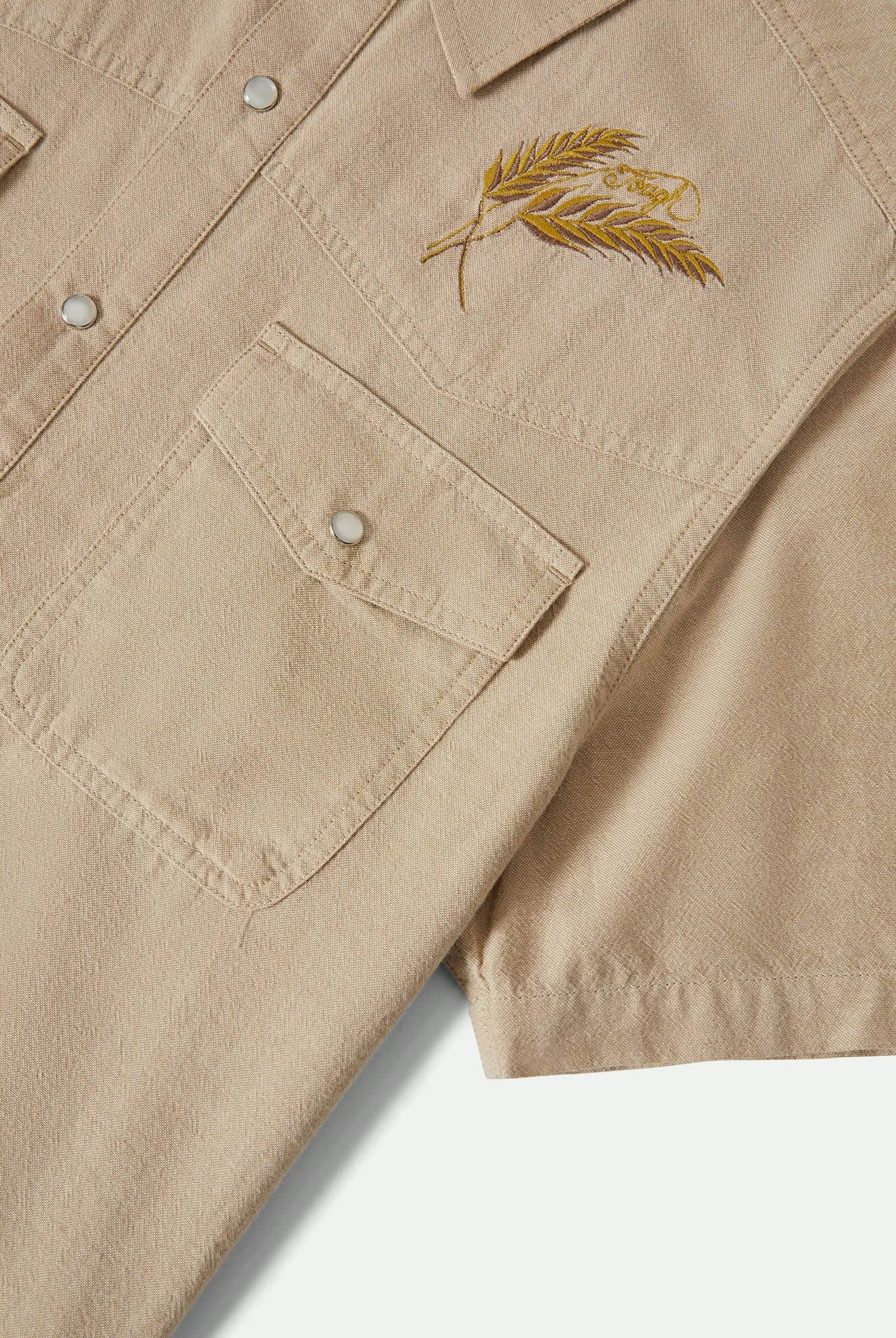 Men's Ford S/S Western Shirt in the color Khaki - Additional Laydown image