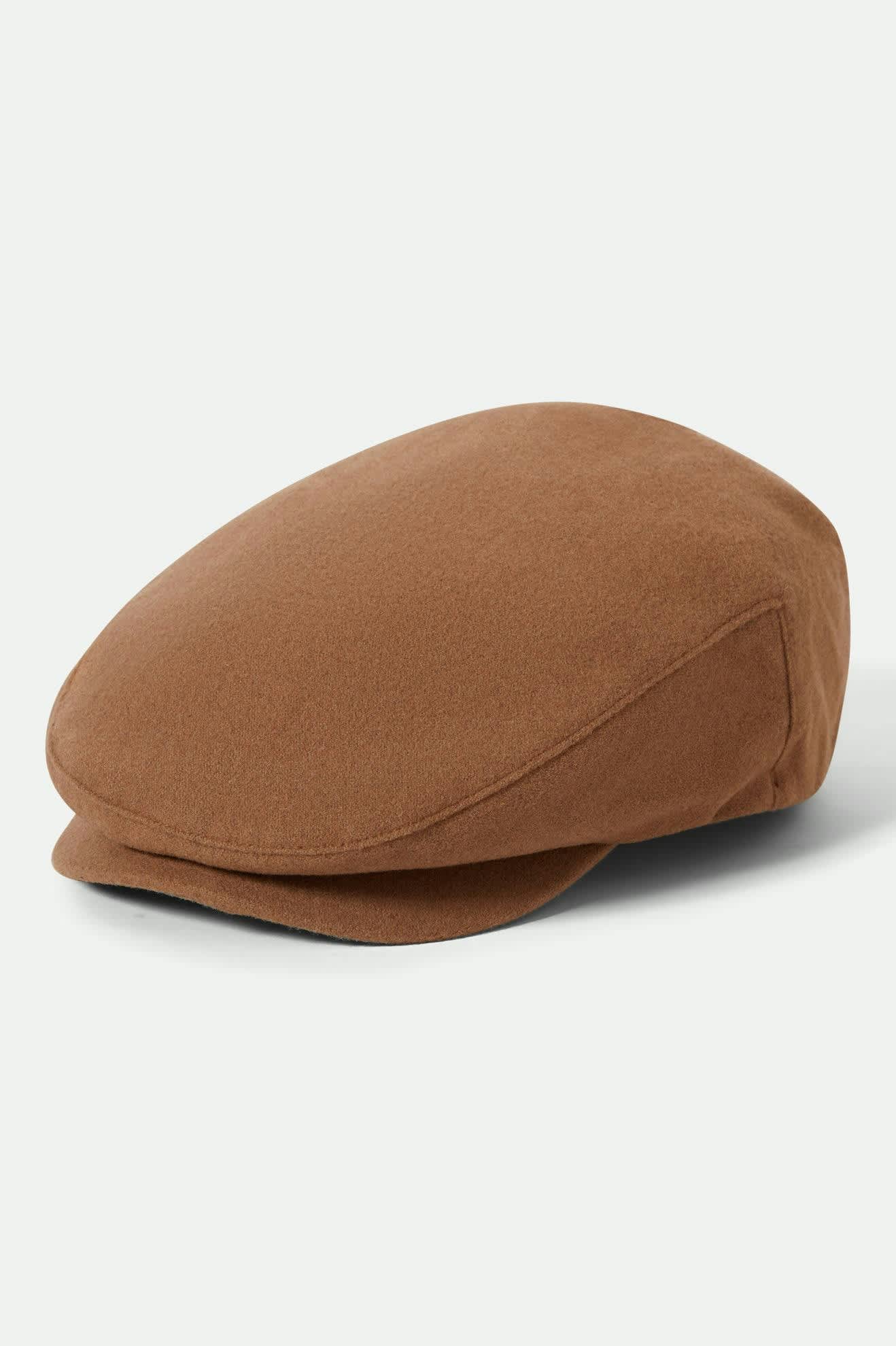 Unisex Hooligan Flat Cap in the color Camel Melton Wool - Front Product View