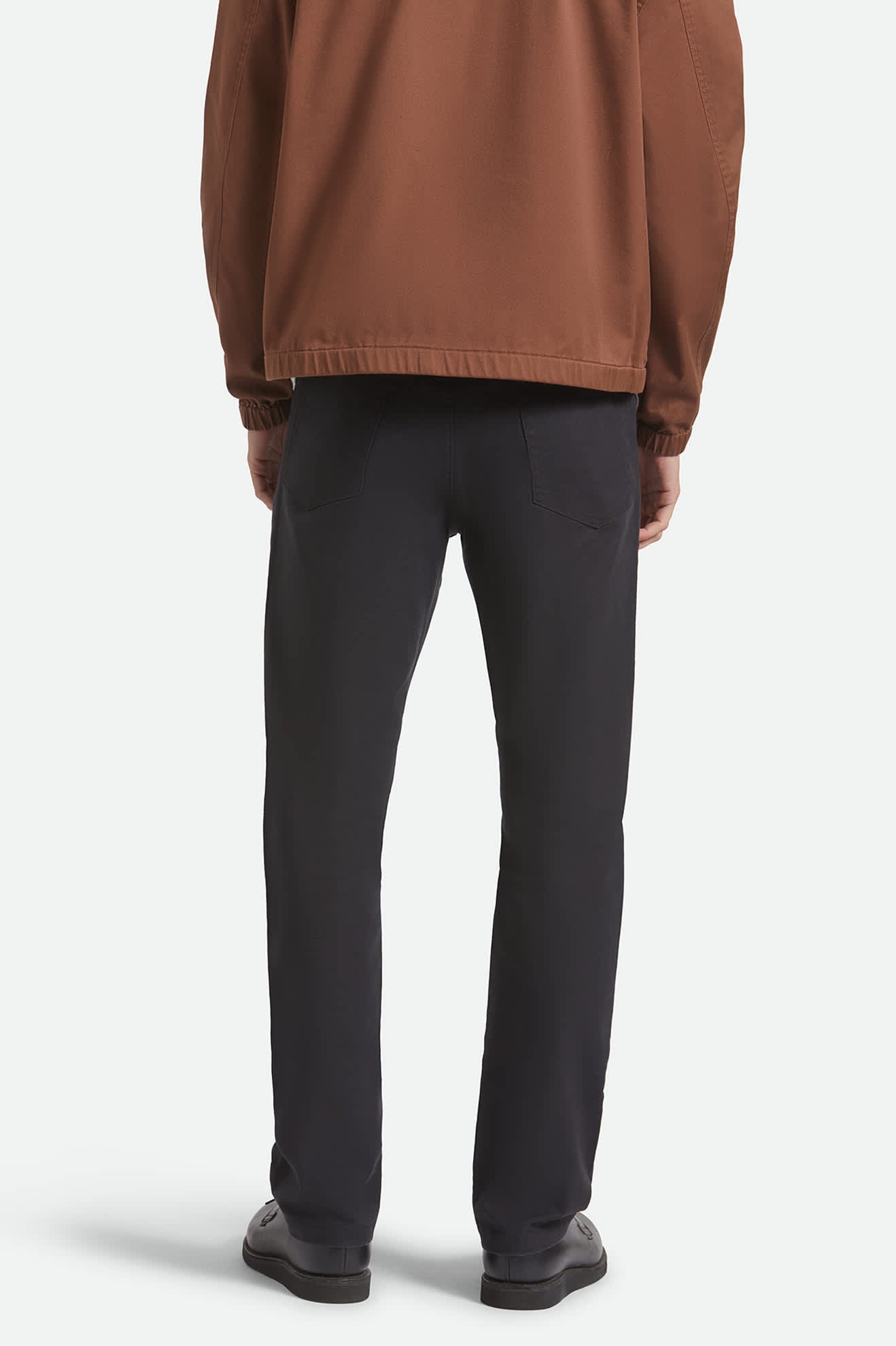 Men's Builders 5-Pocket Stretch Pant in the color Black - Men's Back View