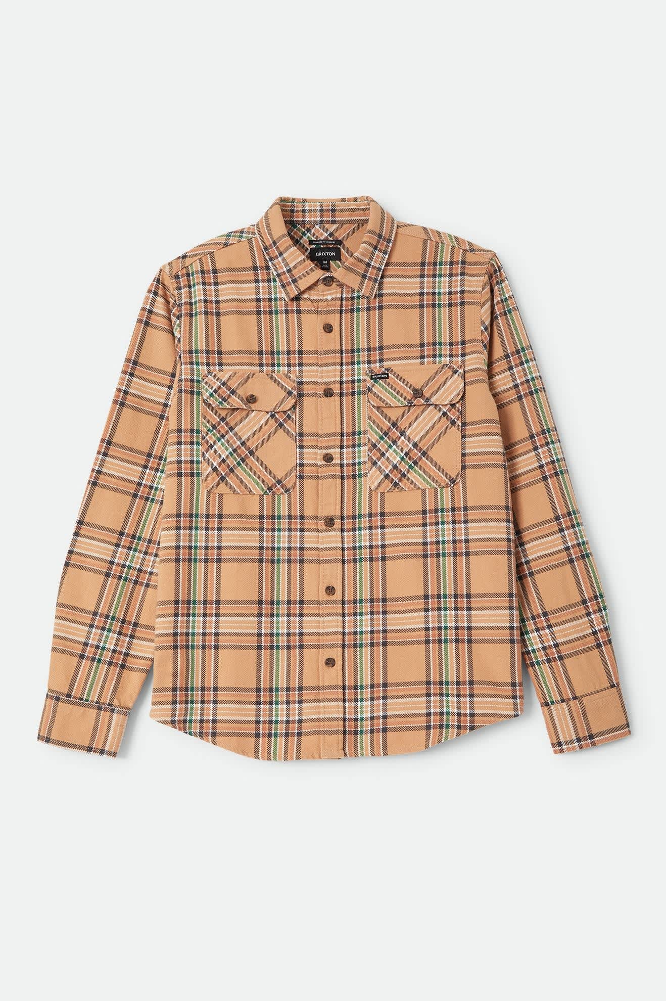 Men's Bowery Flannel in the color Khaki/Multi - Front Product Laydown Image