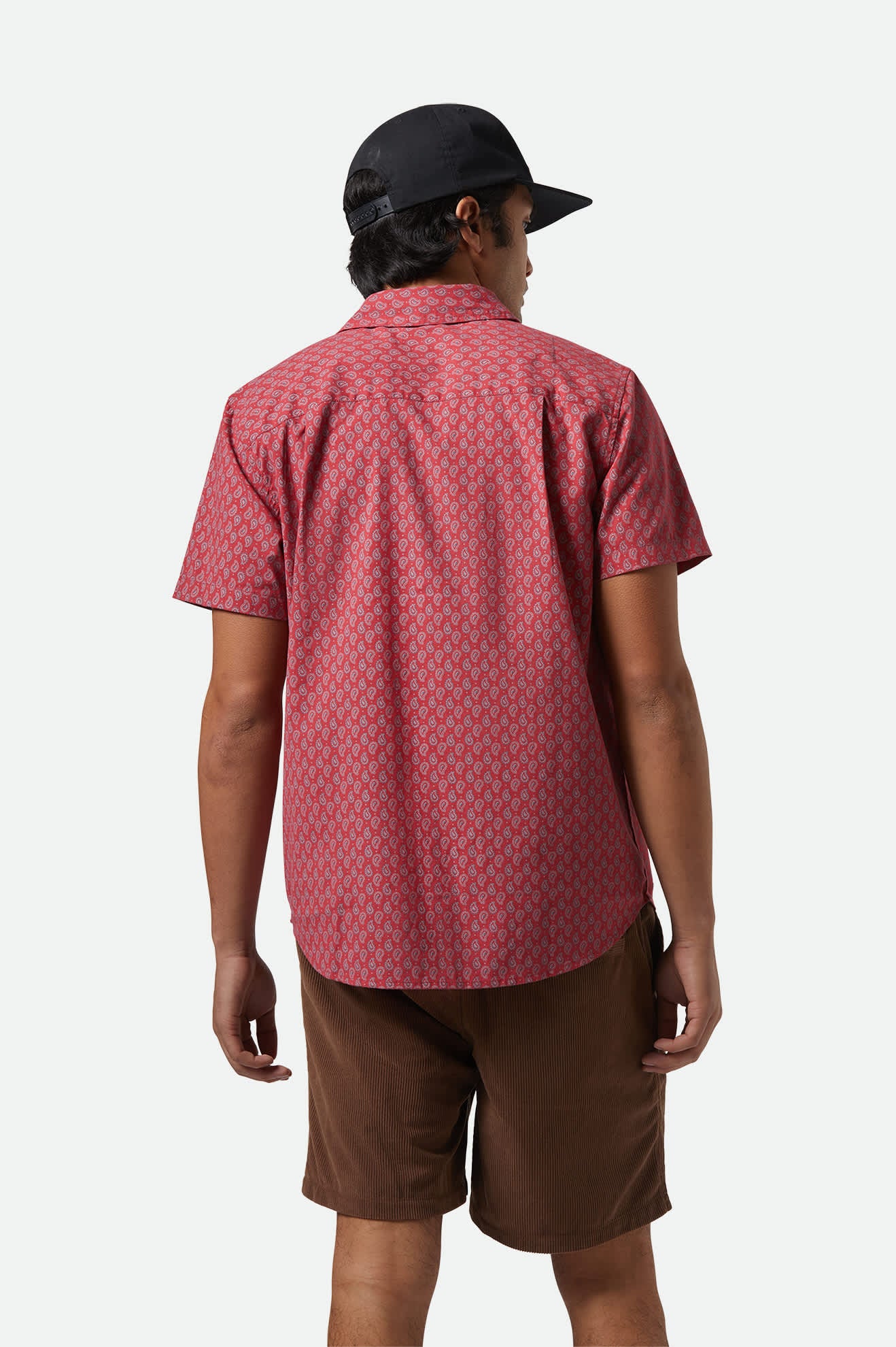 Men's Charter Print S/S Shirt in the color Rust Red/Paisley - Men's Back View
