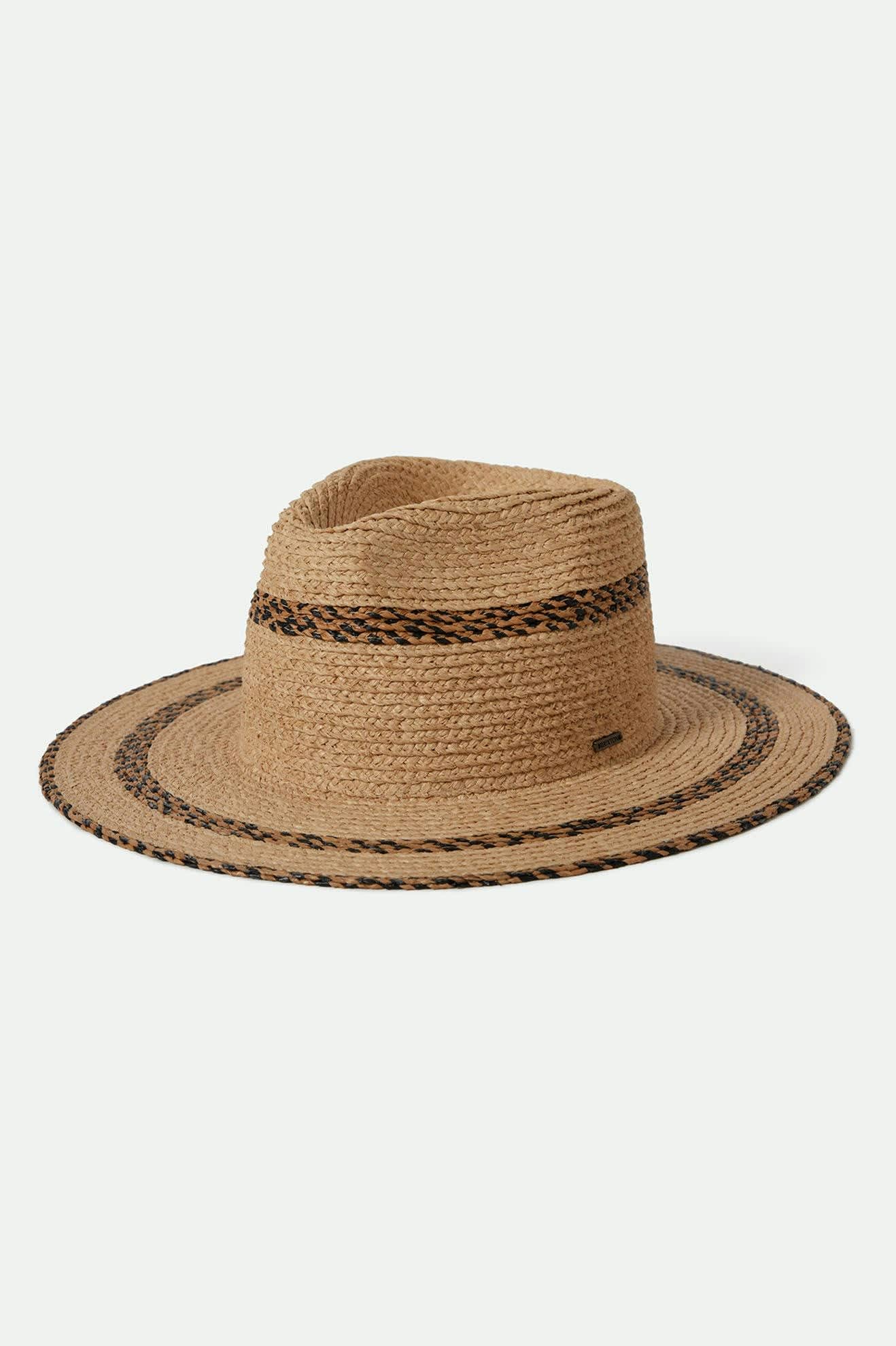 Unisex Cohen Straw Cowboy Hat in the color Tan/Black - Front Product View