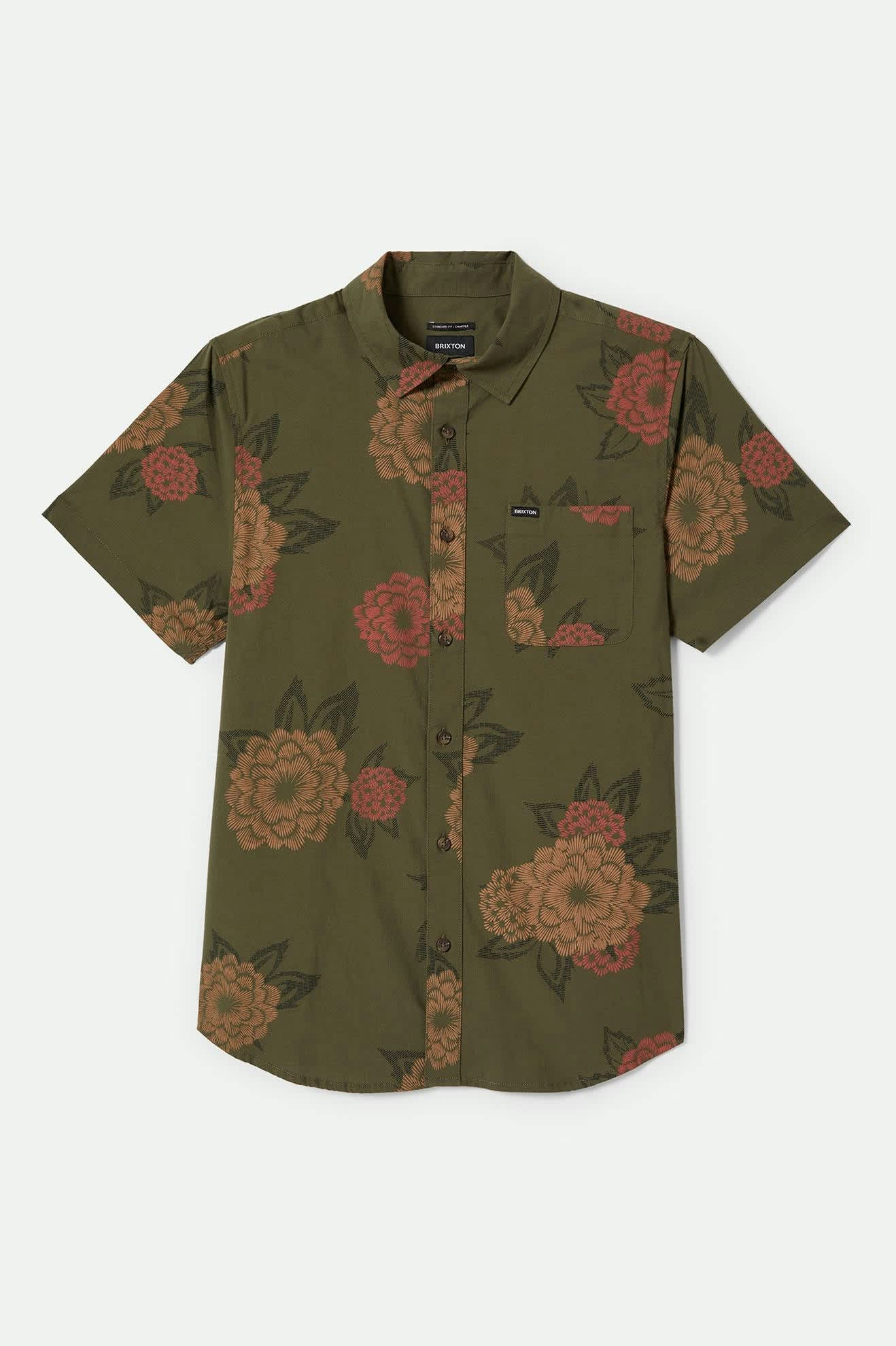 Men's Charter Print S/S Shirt in the color Ivy Green/Painterly Floral - Front Product View