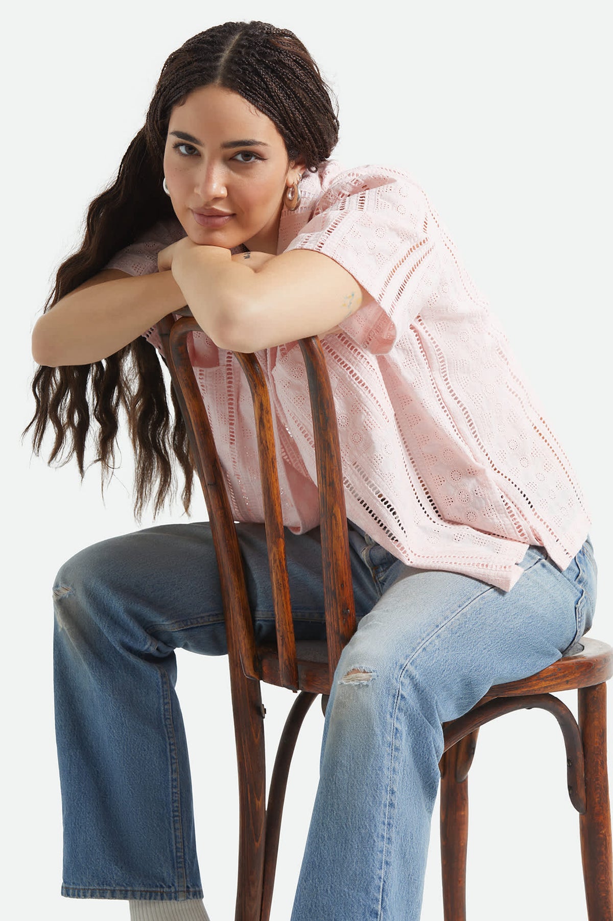 Women's Paradise Lounge Short Sleeve Shirt in the color Chalk Pink - Additional Fit image