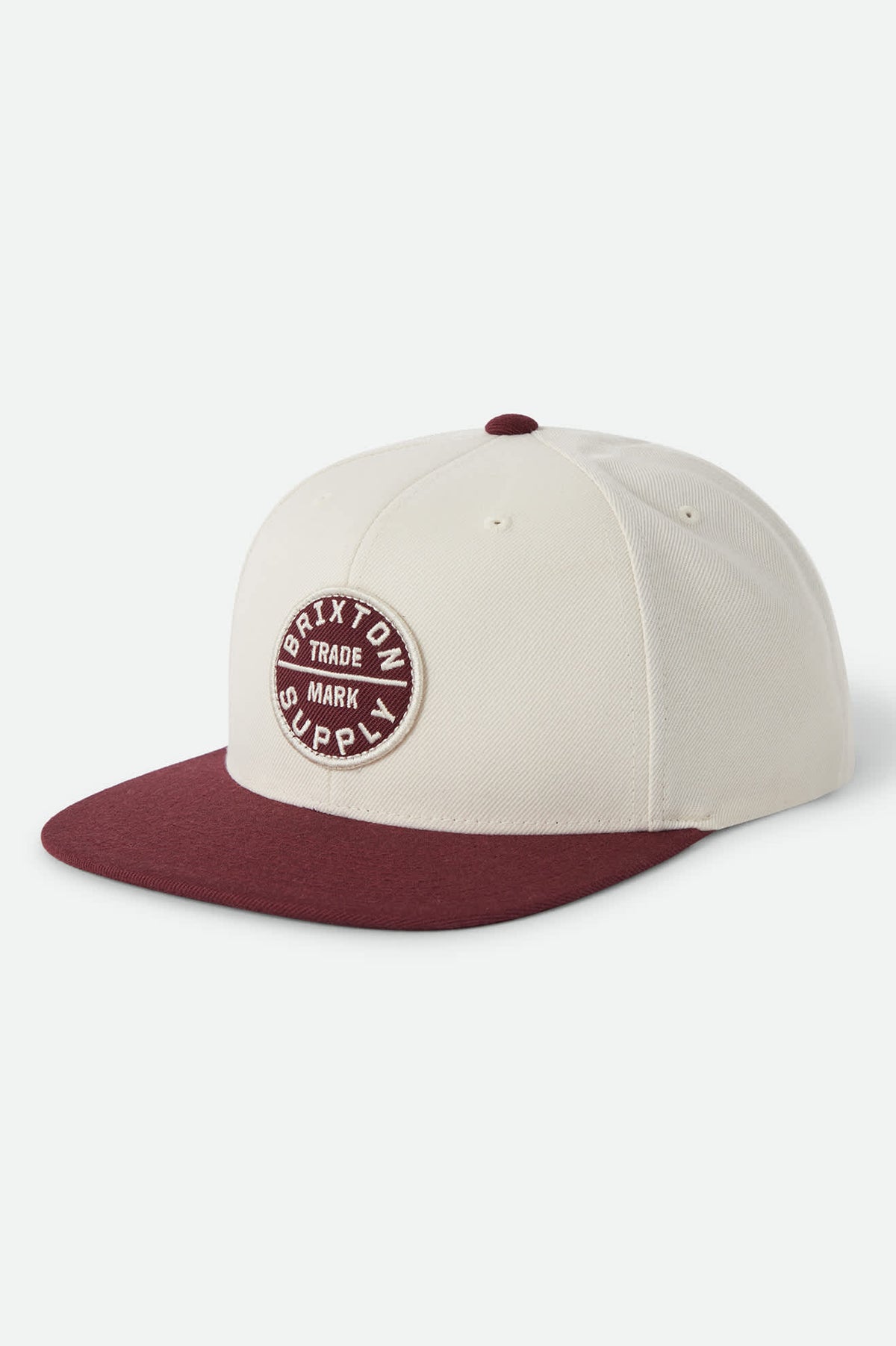 Unisex Oath III Snapback in the color Whitecap/Dark Brick - Front Product Laydown Image