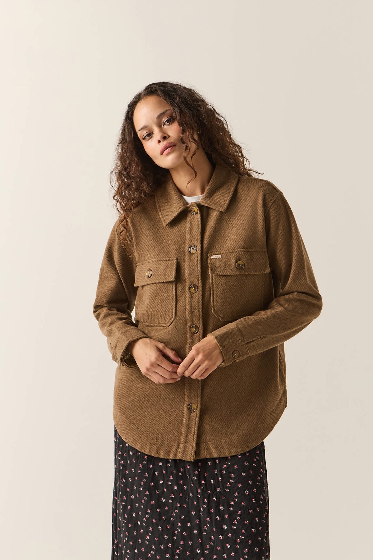 Women's Bagby Jacket in the color Khaki Heather - Women's Front Fit Image