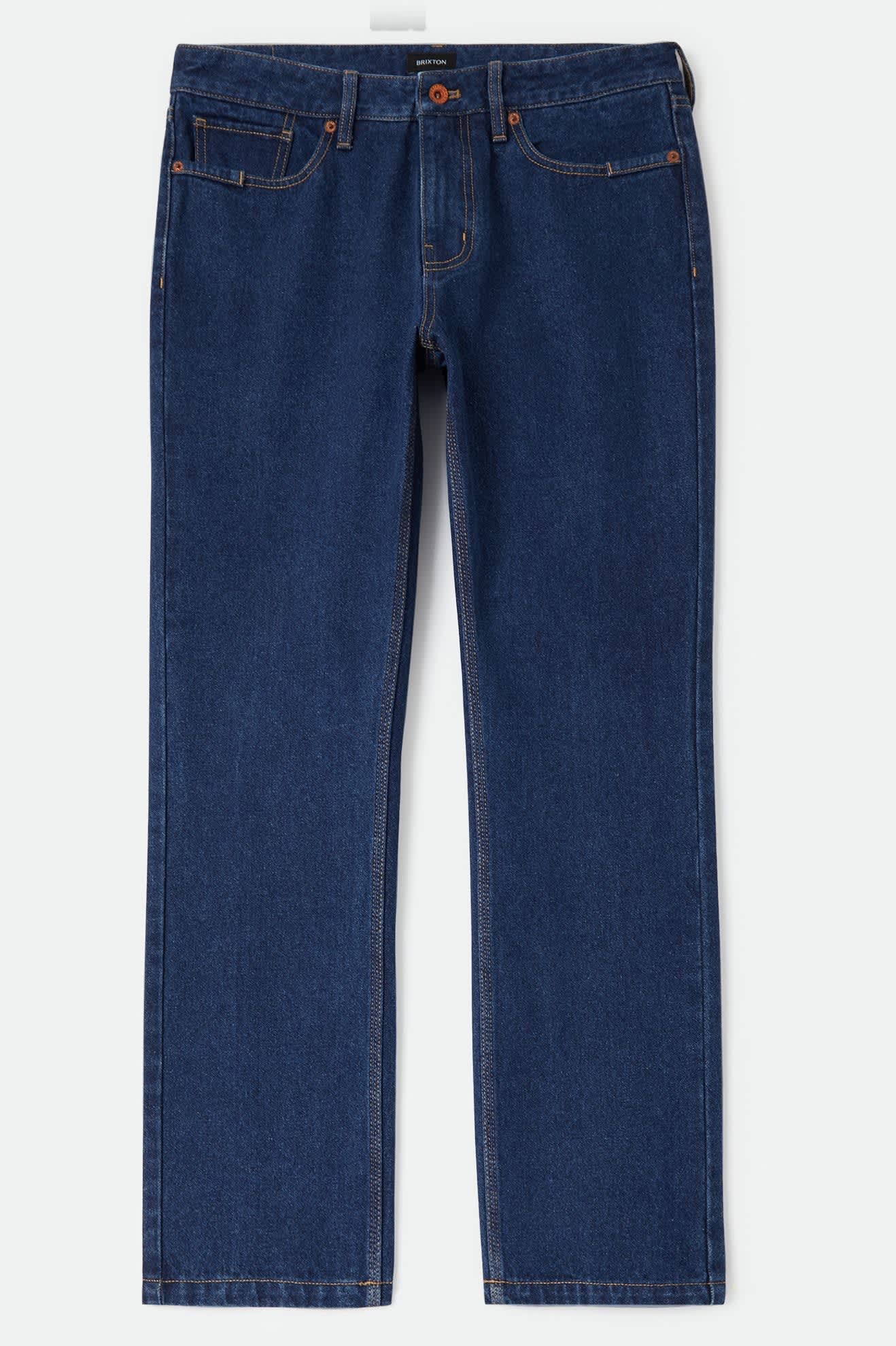 Men's Builders 5-Pocket Pant in the color Dark Denim - Front Product Laydown Image