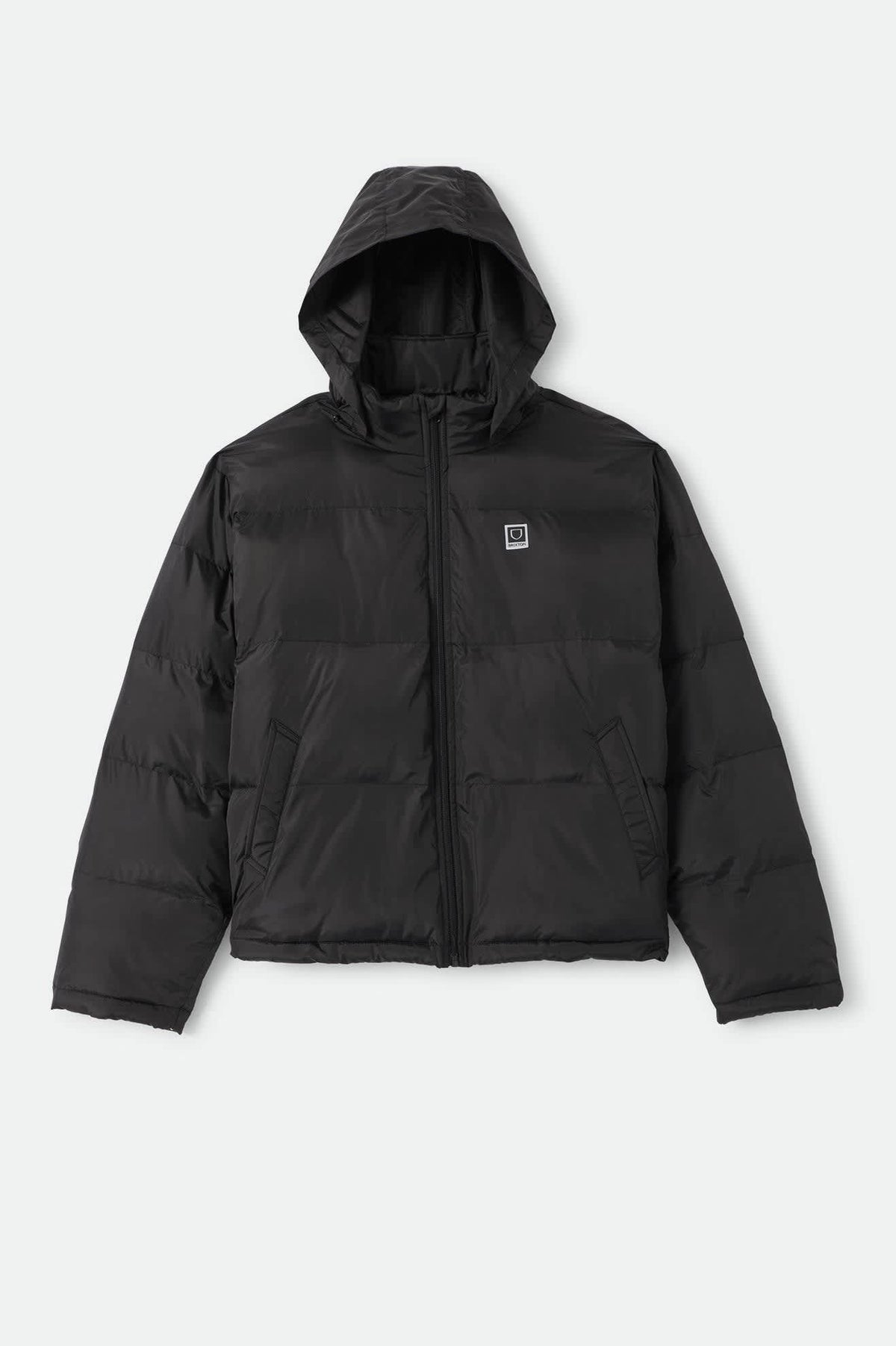 Men's Journey Puffer Jacket in the color Black - Front Product Laydown Image