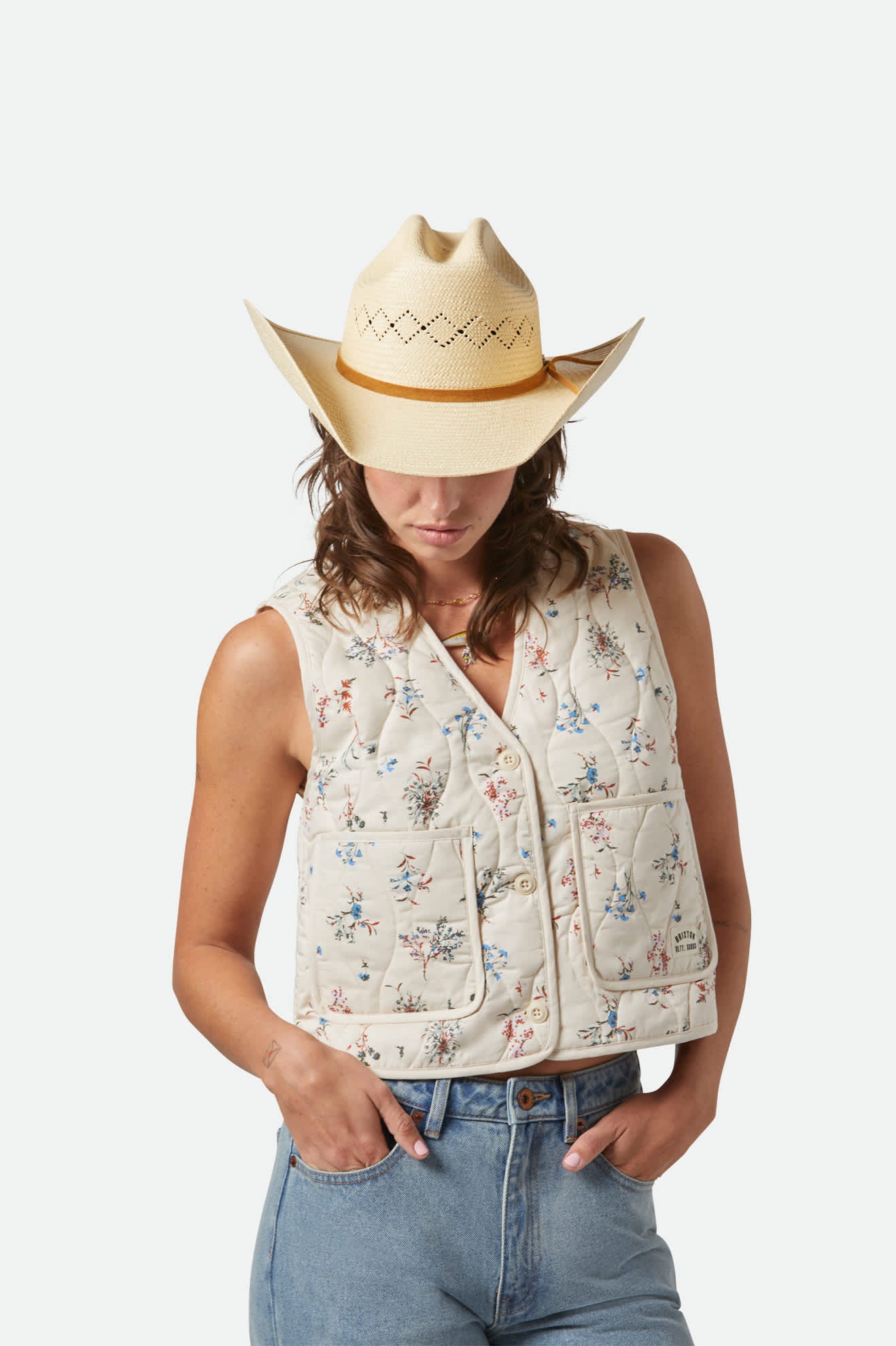 Unisex Laredo Panama Straw Cowboy Hat in the color Catalina Sand - Women's Front View