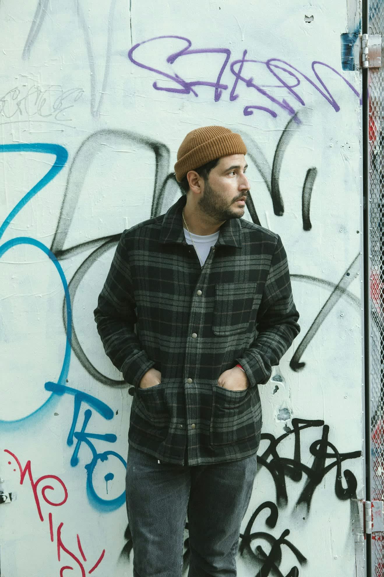 Men's Shop Menswear Chore Coat in the color Black/Charcoal Plaid - Additional Fit image