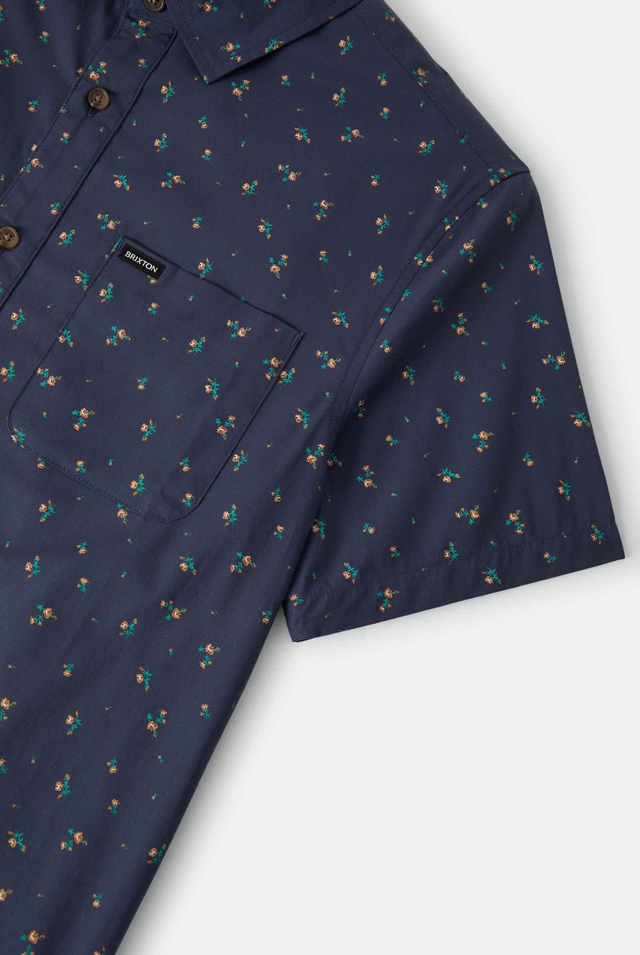 Men's Charter Print Shirt in the color Washed Navy/Micro Floral - Additional Laydown image