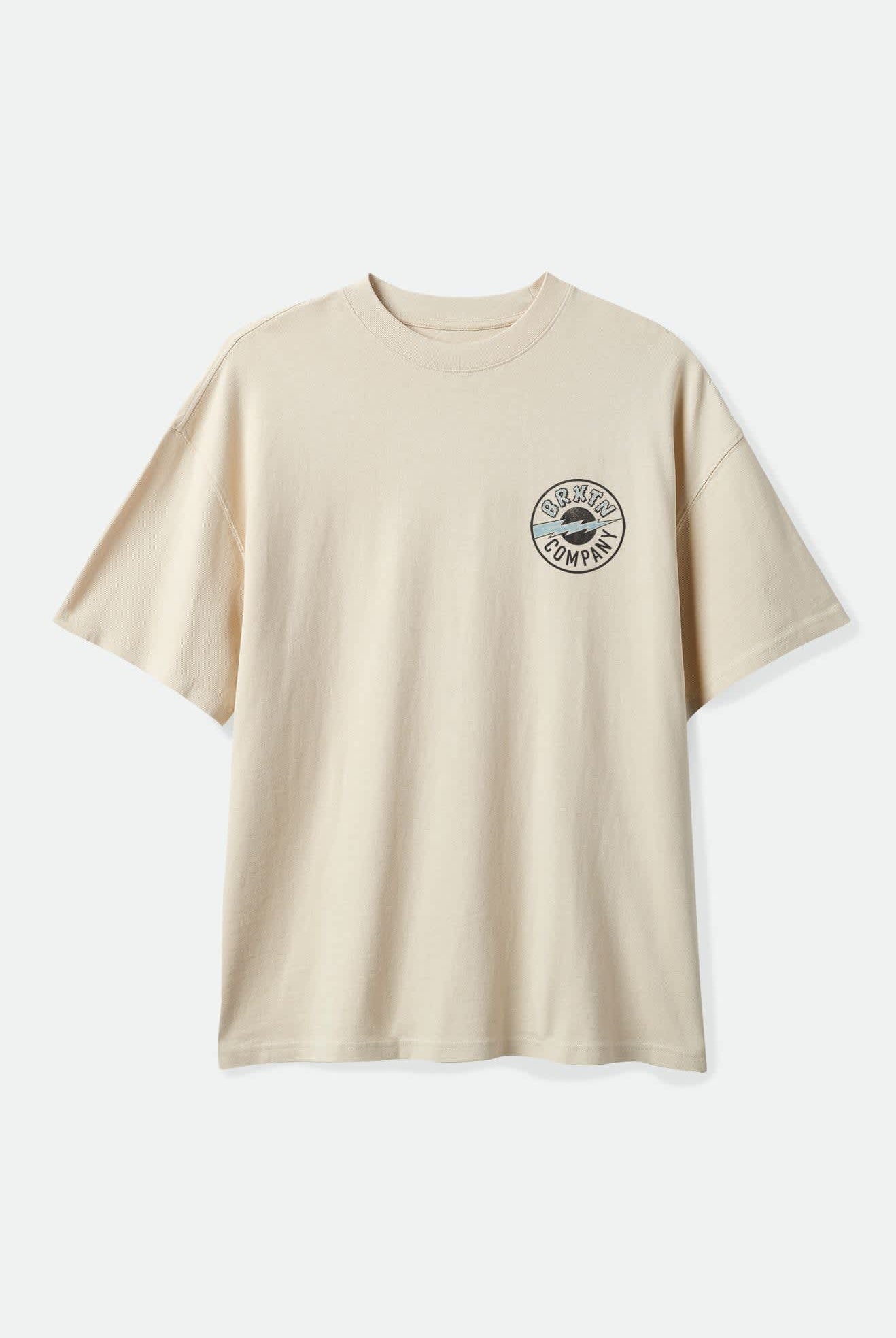 Men's Upson Boxed Crop T-Shirt in the color Cream - Front Product Laydown Image