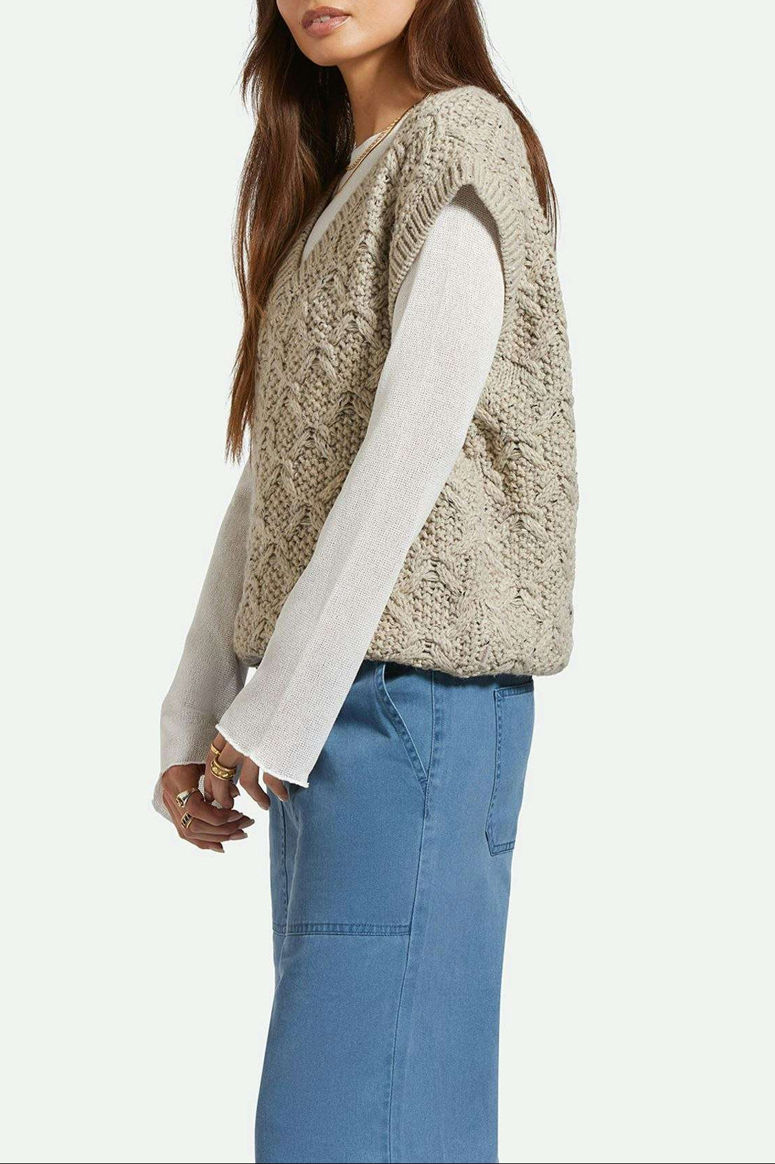 Women's Side Fit | Lafayette Oversized Sweater Vest - Marled Beige