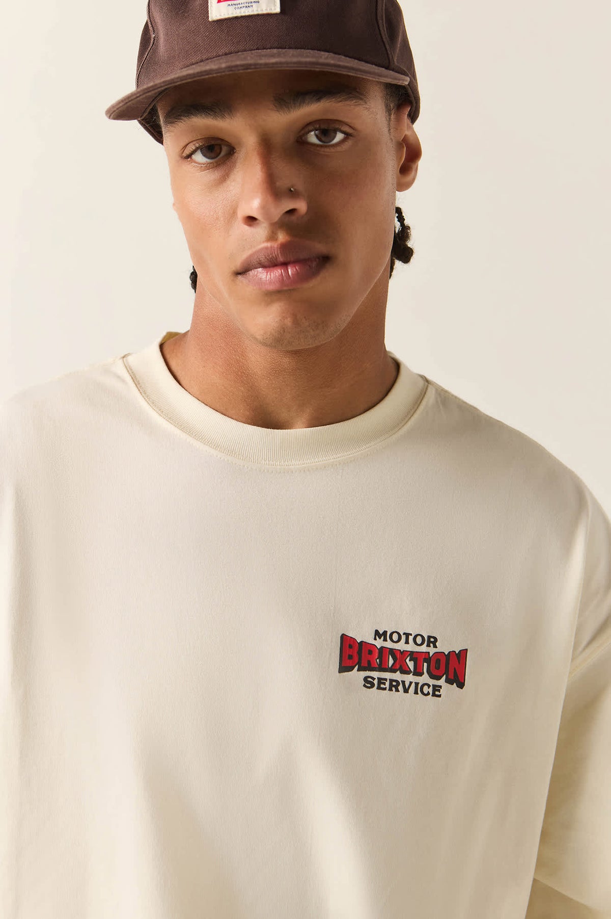 Men's Motorized Oversized T-Shirt in the color Cream - Additional Fit image