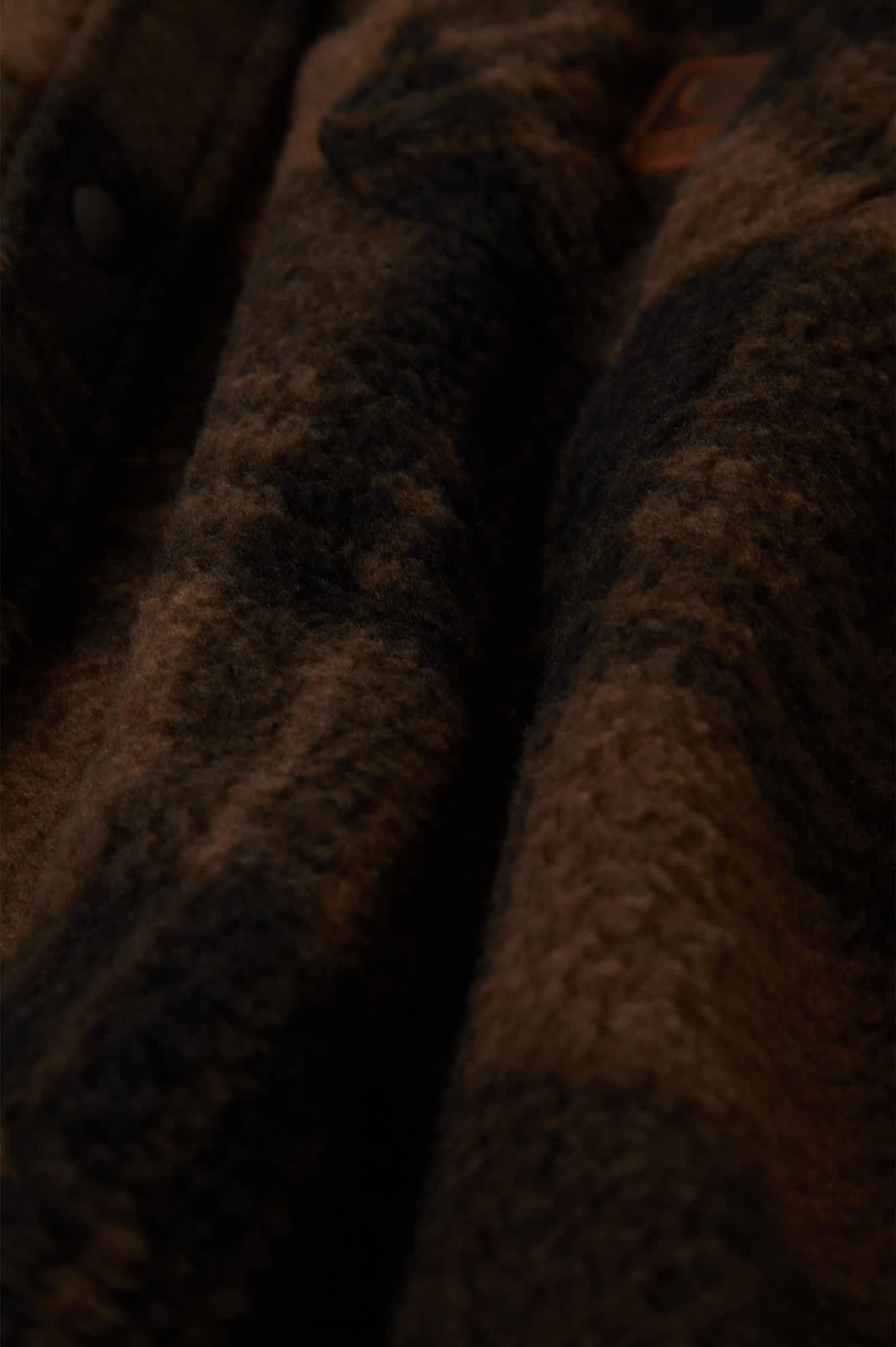 Men's Bowery Woodburn L/S Arctic Stretch Fleece in the color Burro Brown/Black Plaid - Additional Laydown image