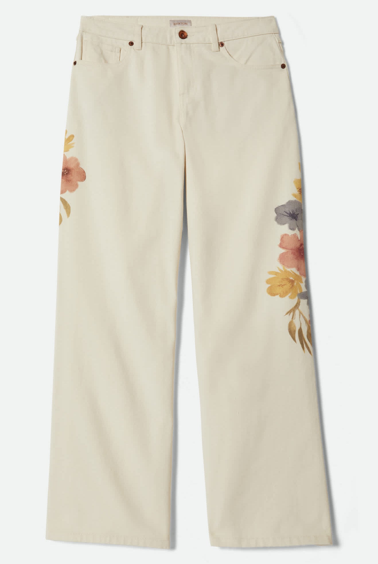Women's The Chloe 5-Pocket Pant in the color Off White Floral Burst - Front Product View