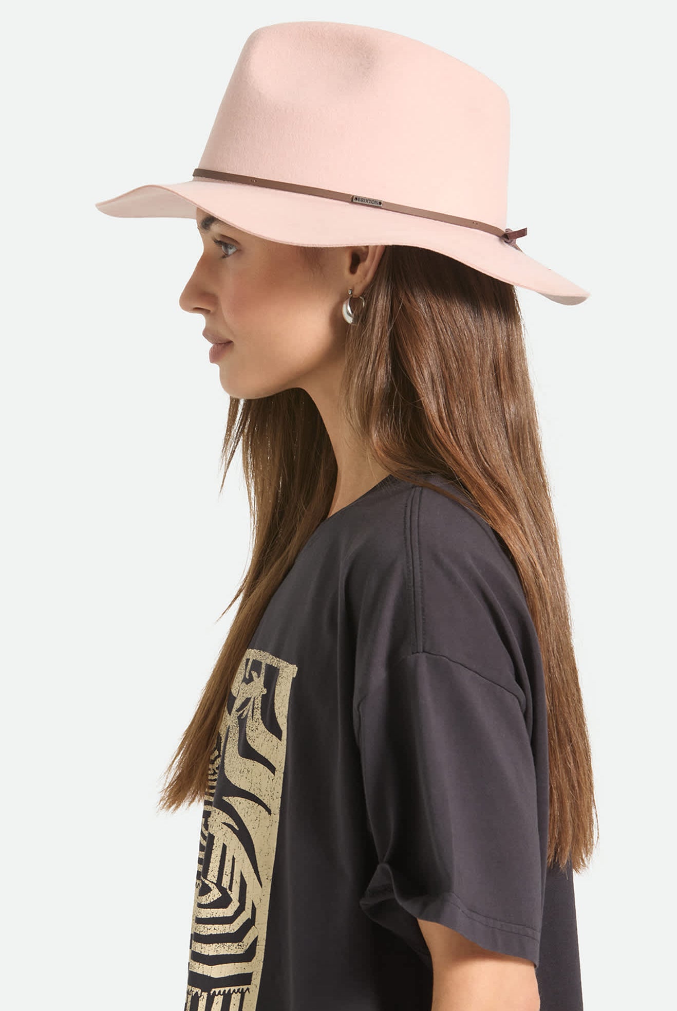 Unisex Wesley Fedora in the color Silver Pink/Pinecone - Women's Side View