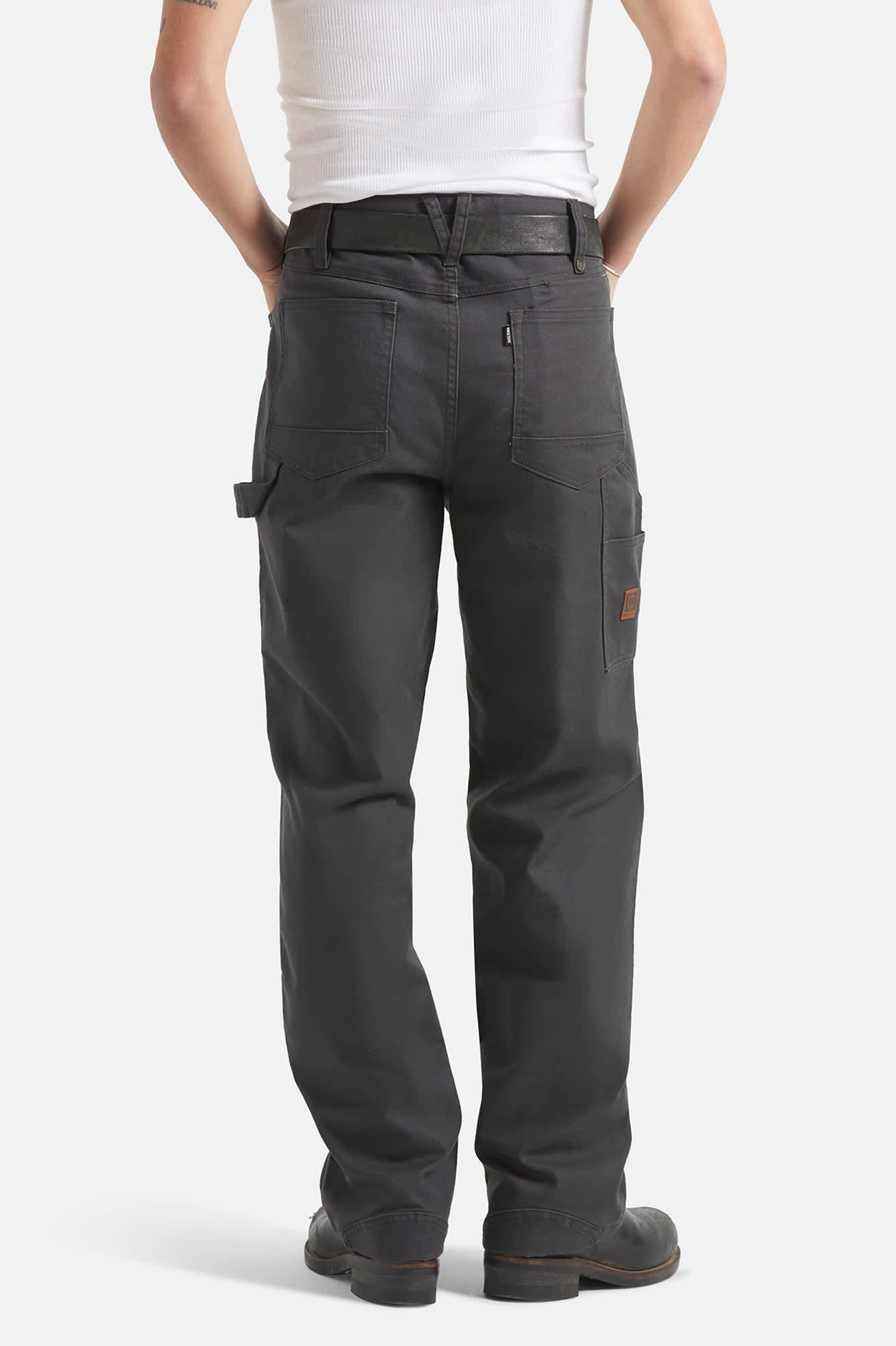 Men's Builders Carpenter Stretch Pant in the color Washed Black - Men's Back View
