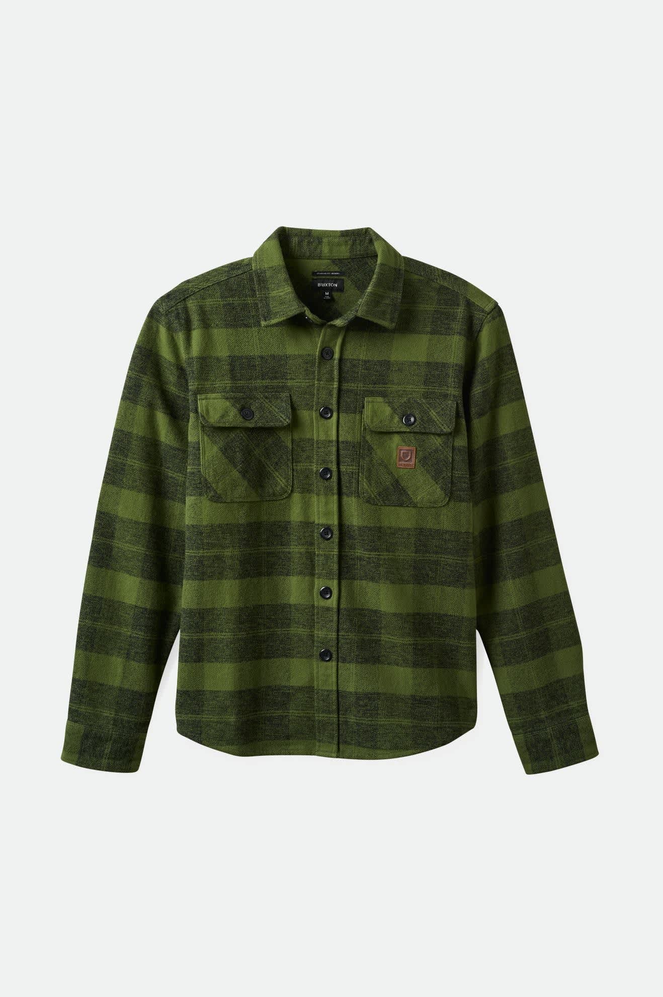 Men's Bowery Heavyweight L/S Flannel in the color Cypress Green/Black - Front Product View