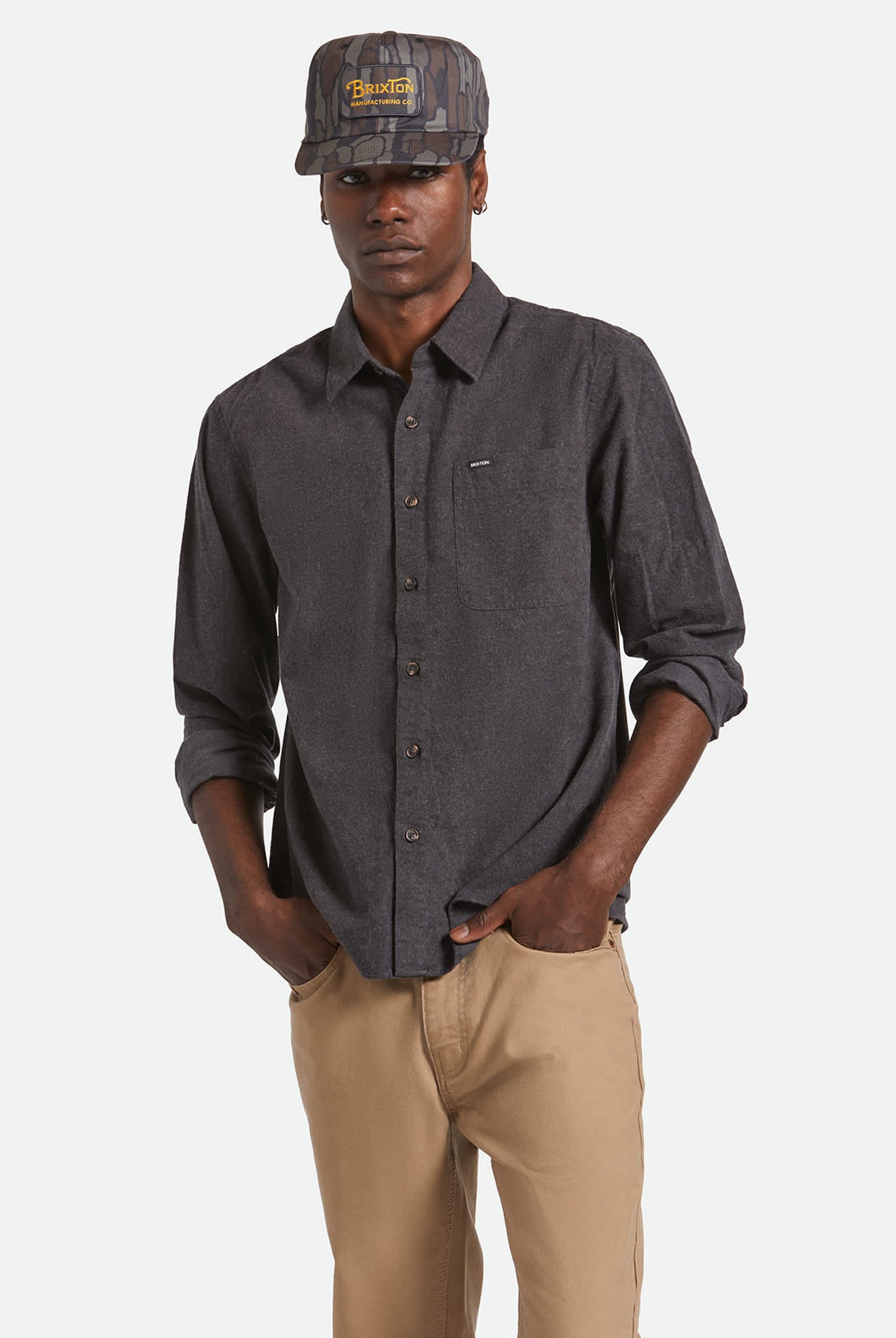 Men's Hasting Lightweight Ultra Soft Flannel in the color Black - Men's Front View