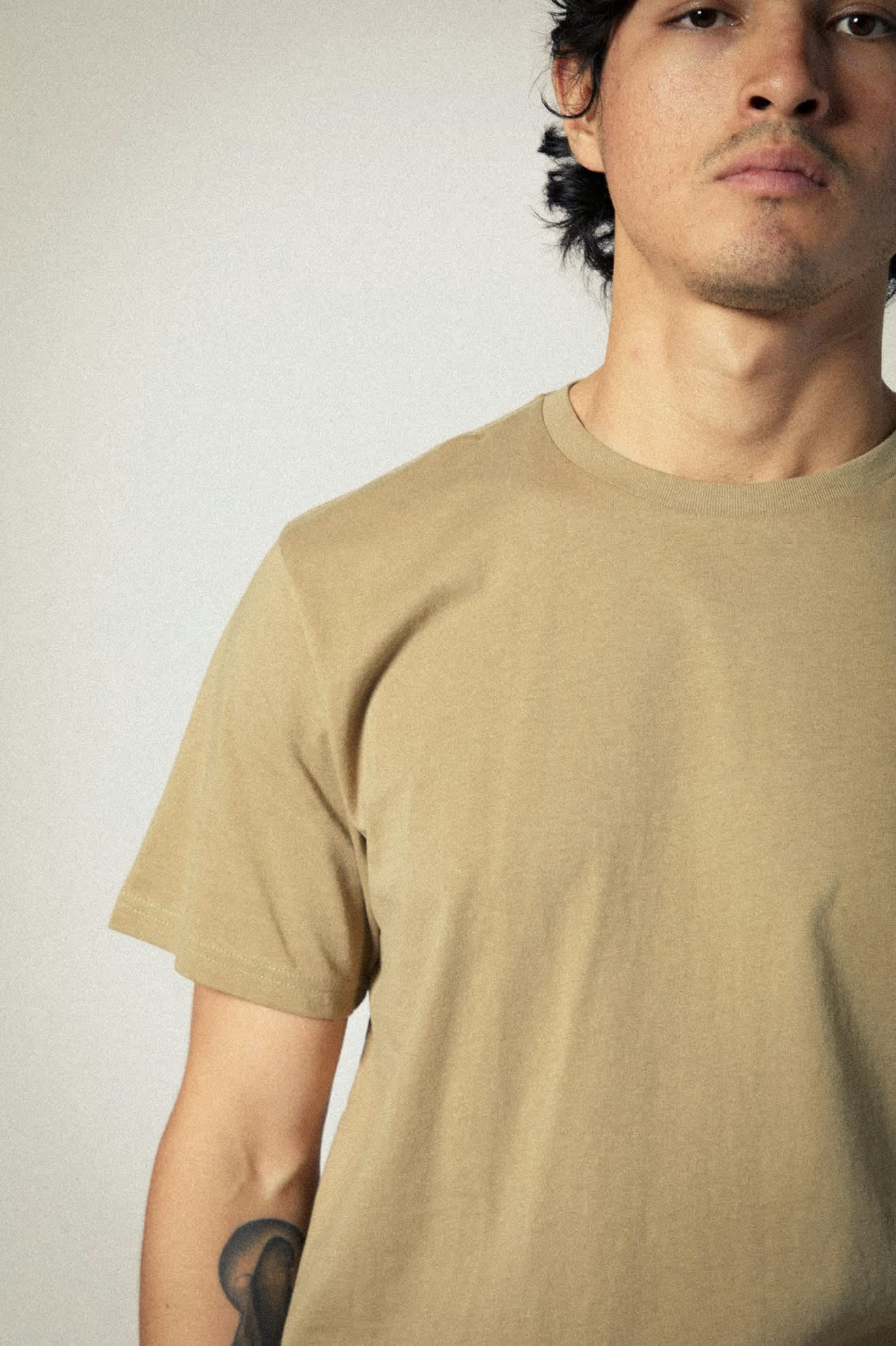 Men's Premium Cotton S/S Tailored T-Shirt in the color Khaki - Additional Fit image