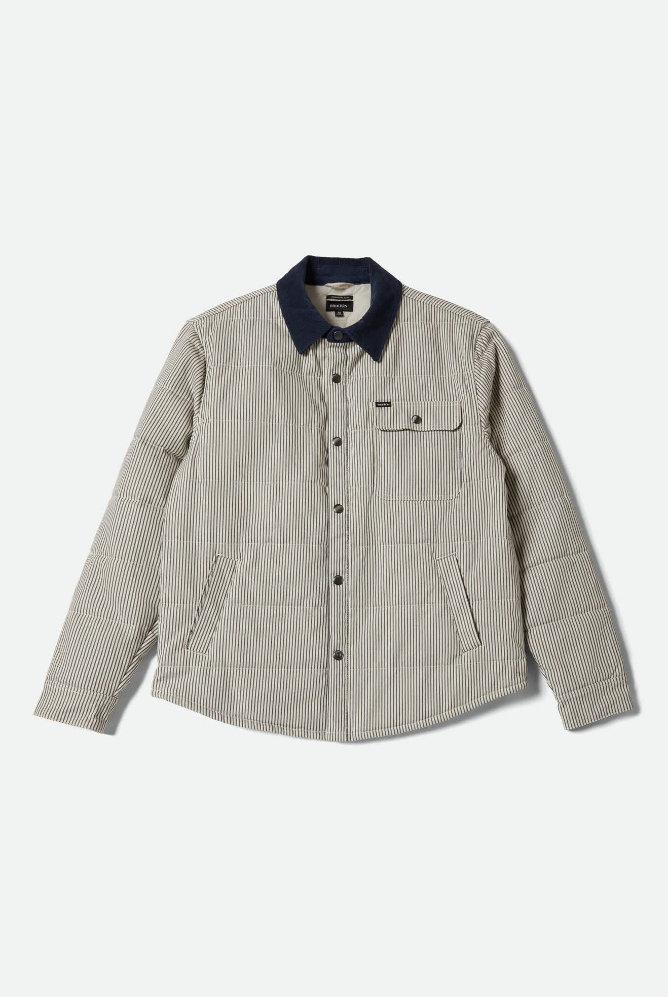 Men's Cass Jacket in the color Whitecap/Mood Indigo Hickory S - Front Product Laydown Image