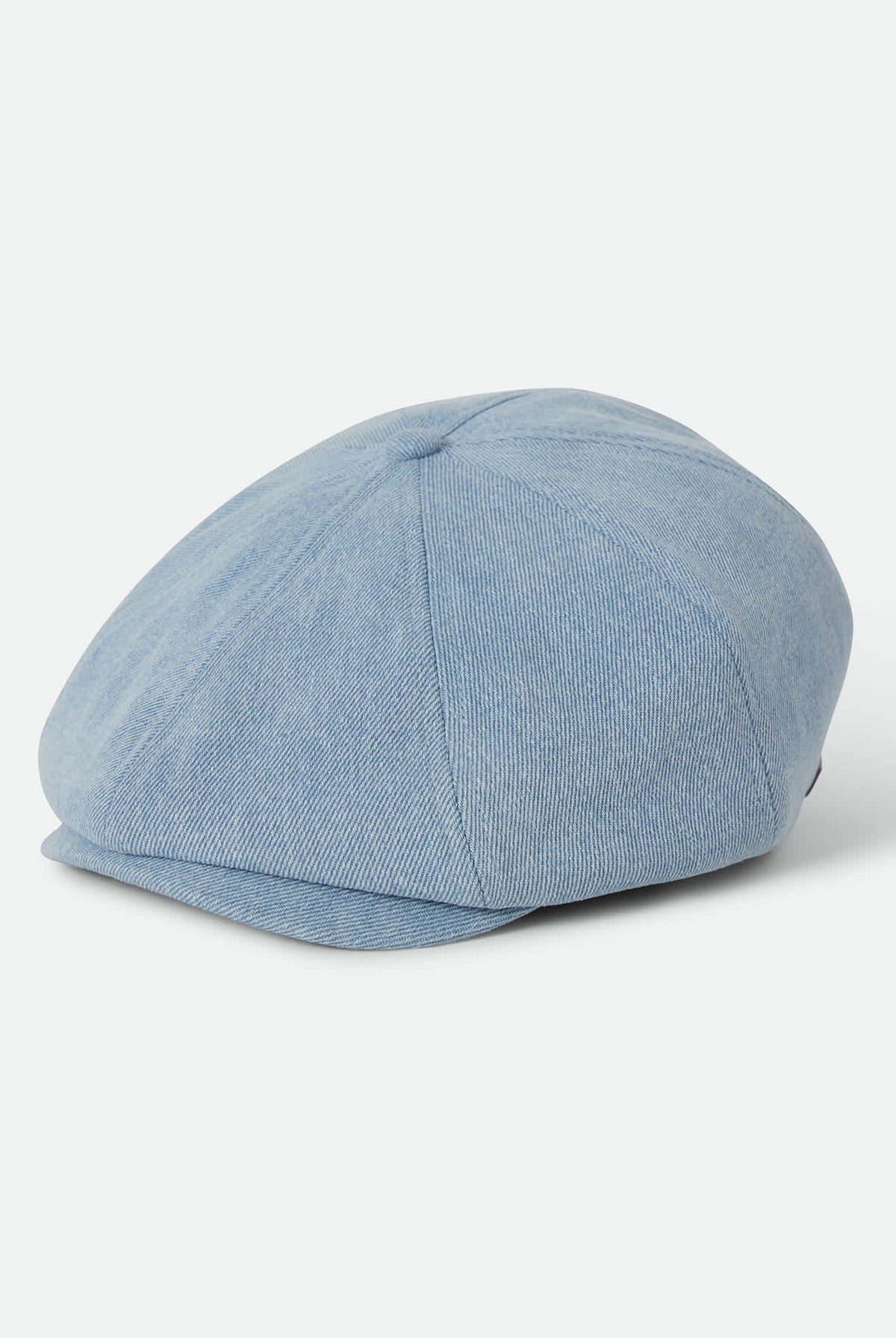 Unisex Brood Newsboy Cap in the color Light Indigo Wash - Front Product Laydown Image