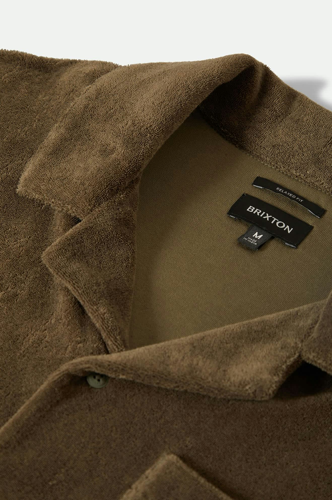 Men's Bunker French Terry Cloth S/S Camp Collar Shirt in the color Ivy Green - Additional Laydown image