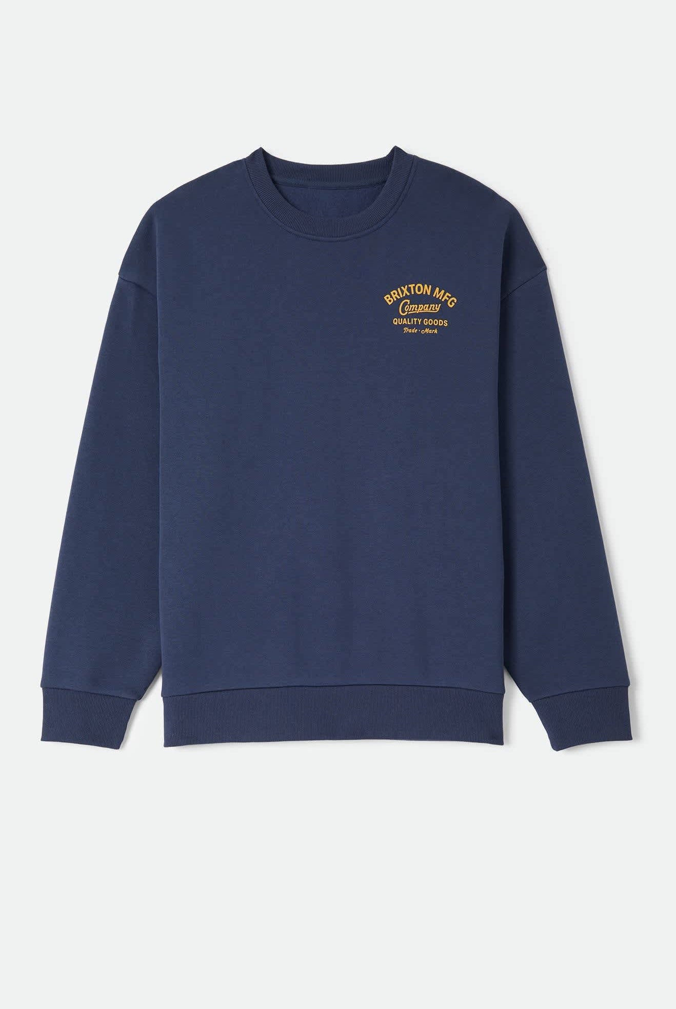 Men's Straton Crew in the color Washed Navy - Front Product Laydown Image