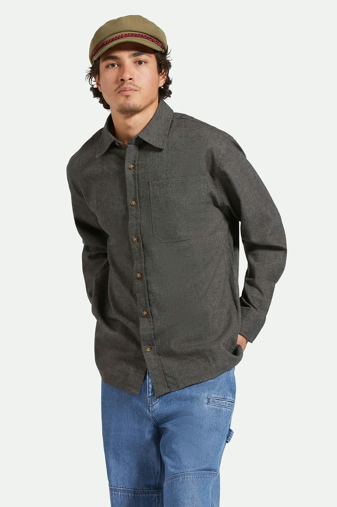 Men's Selden L/S Overshirt in the color Mixed Tweed - Men's Side View