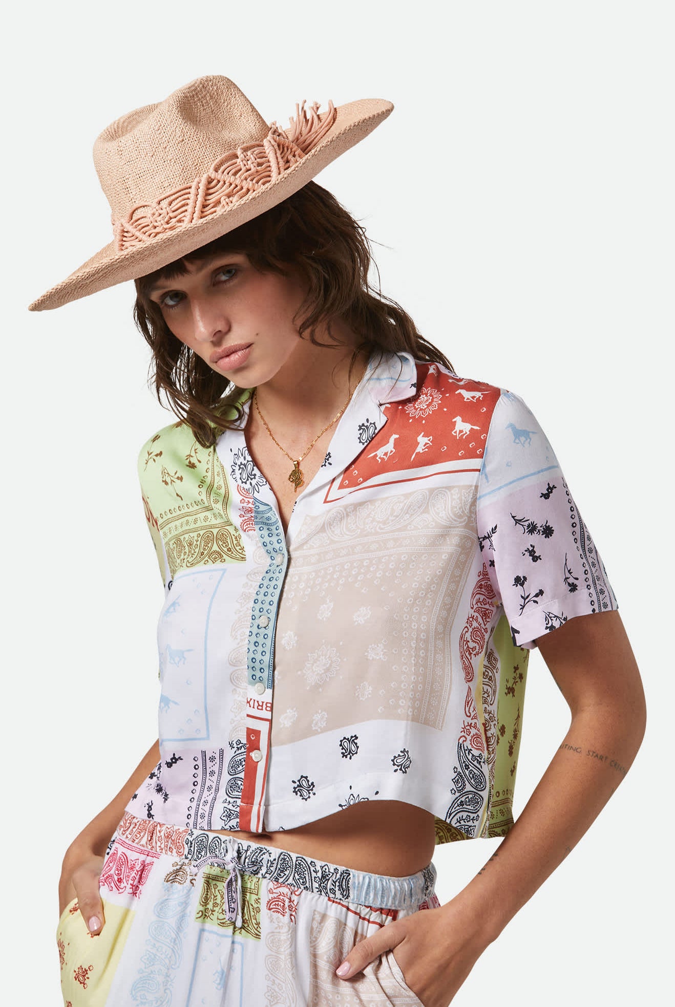 Women's Matteo Straw Hat in the color Soft Pink - Women's Front View