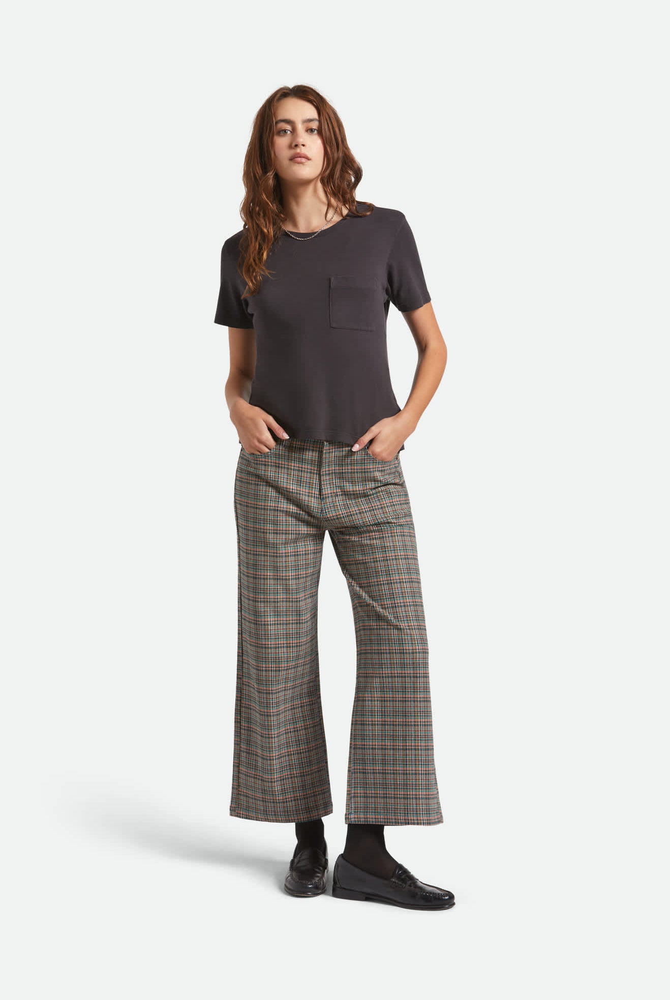 Women's Margo Cropped 5-Pocket Pant in the color Multi Stripe/Plaid - Additional Fit image