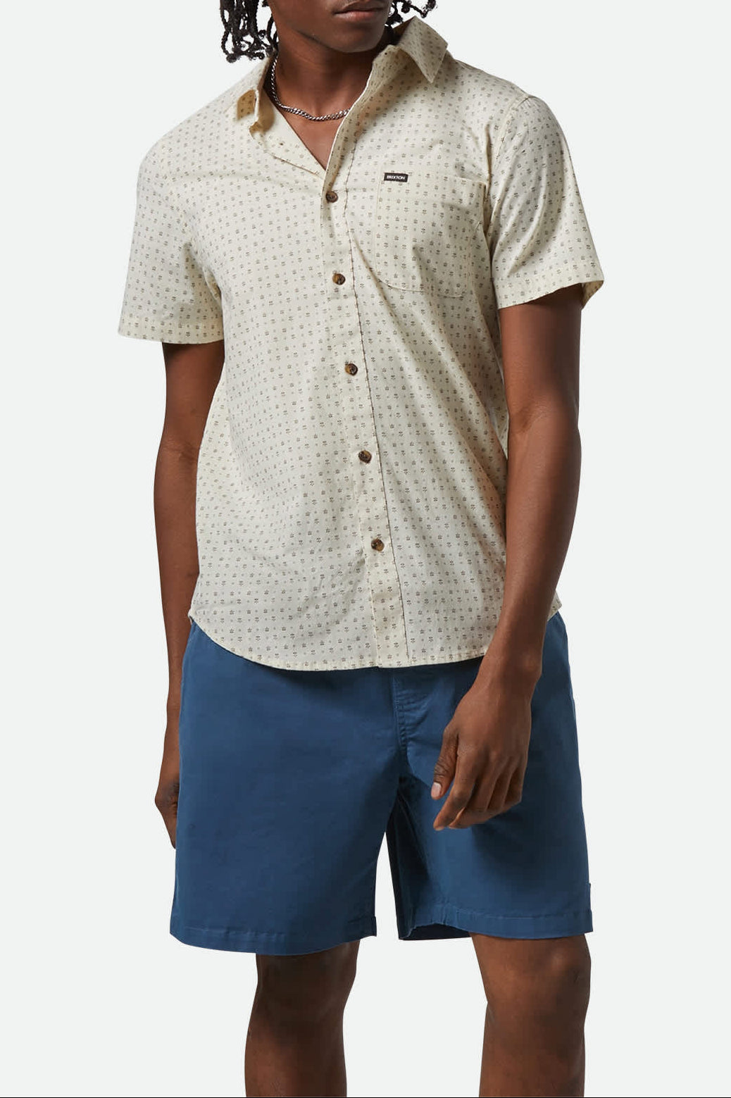 Men's Charter Print S/S Shirt in the color Off White/Micro Floral - Men's Front View